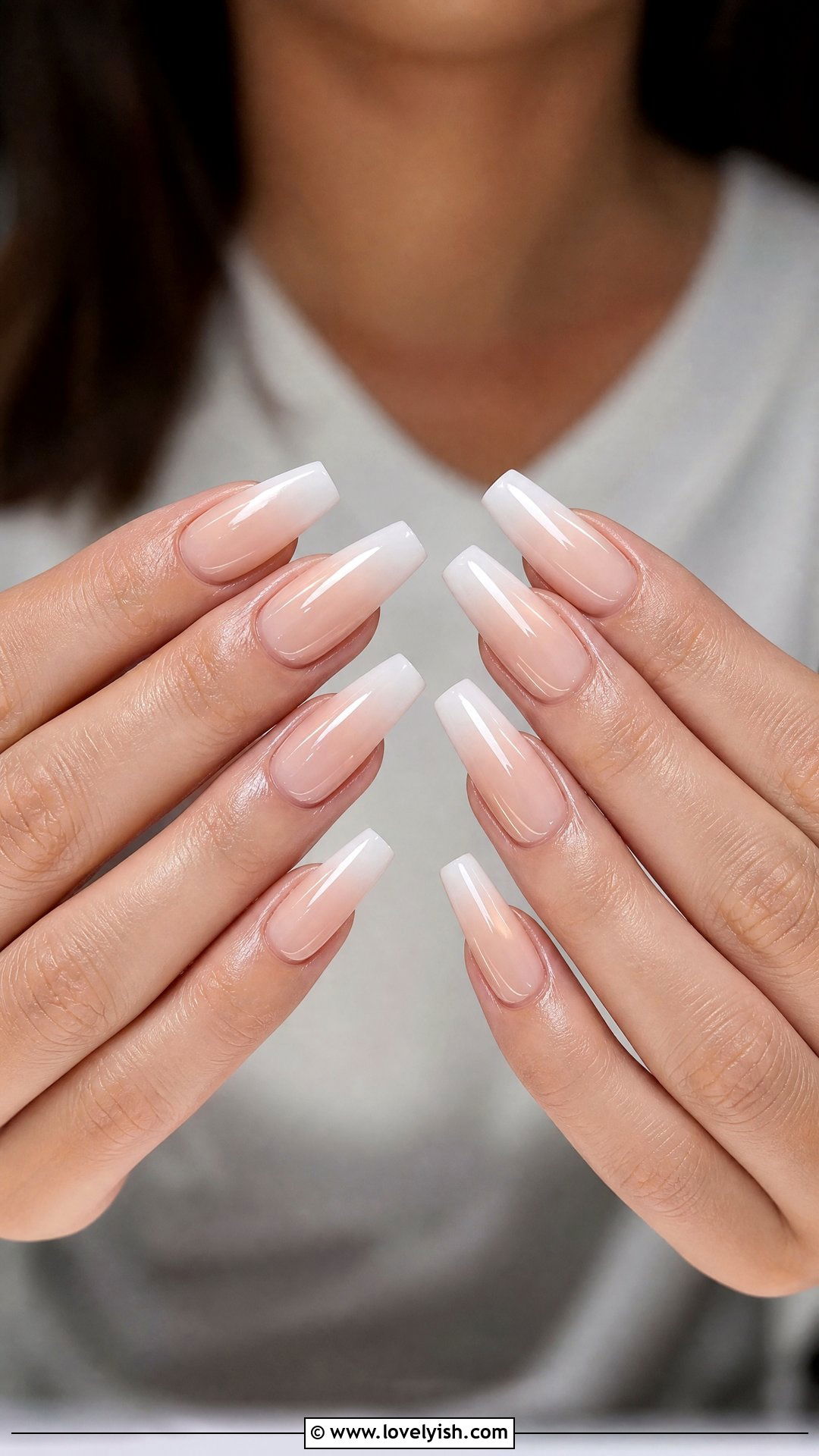 Nude to White Baby Boomer Ombre French Nails - 50 ombre french nails - 50 ombre french nails