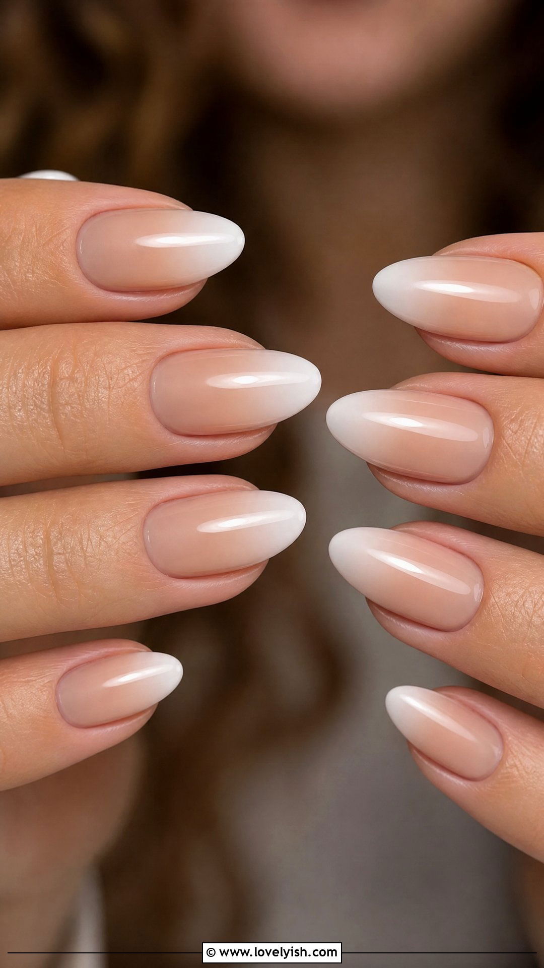 Nude to White French Ombre on Almond Nails - 50 french ombre nails - 50 french ombre nails