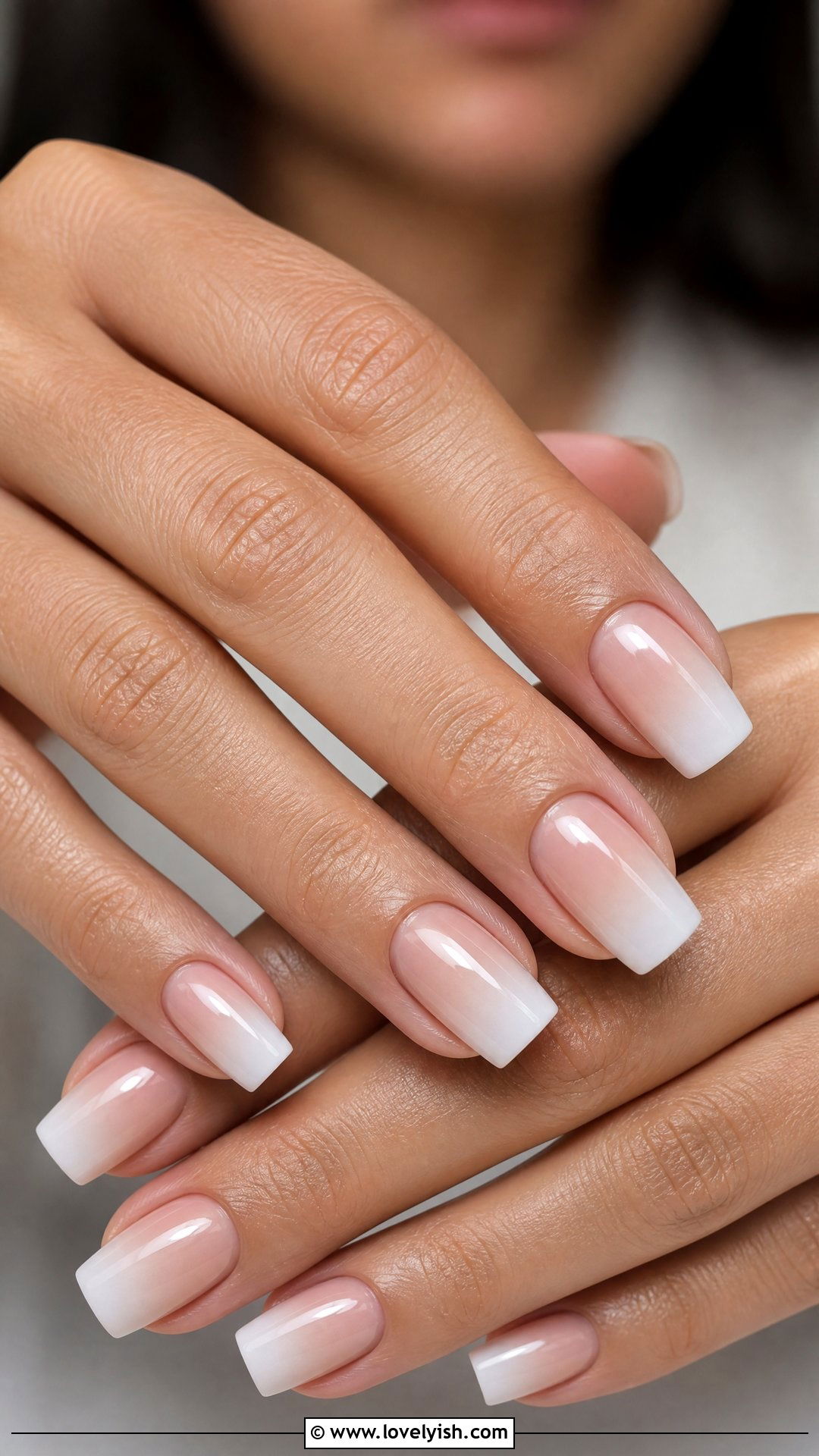 Nude to White Ombre Square Nails - 50 square nails - 50 square nails