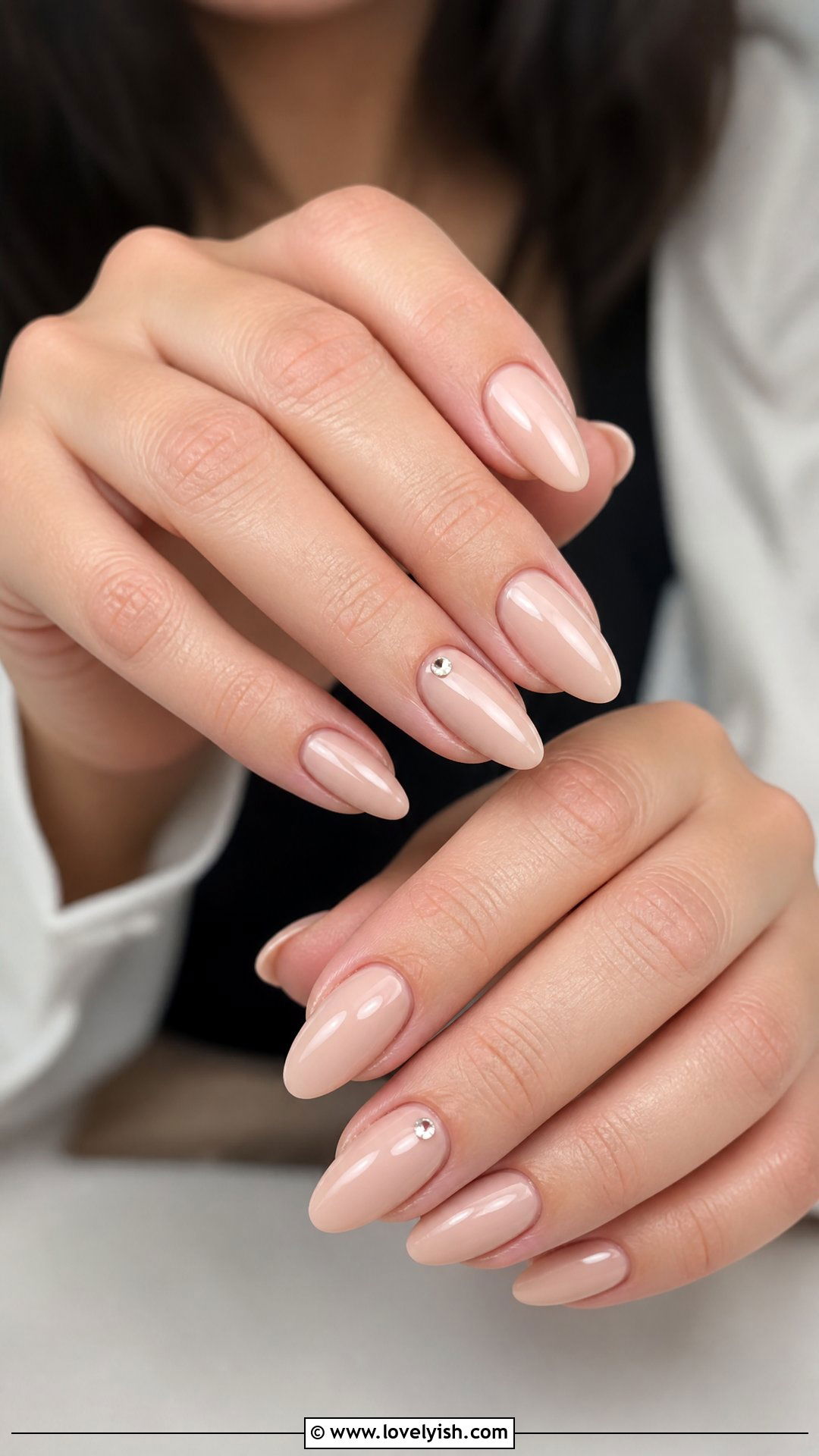 Nude with Diamond Accent Nails - 50 classy nails - 50 classy nails