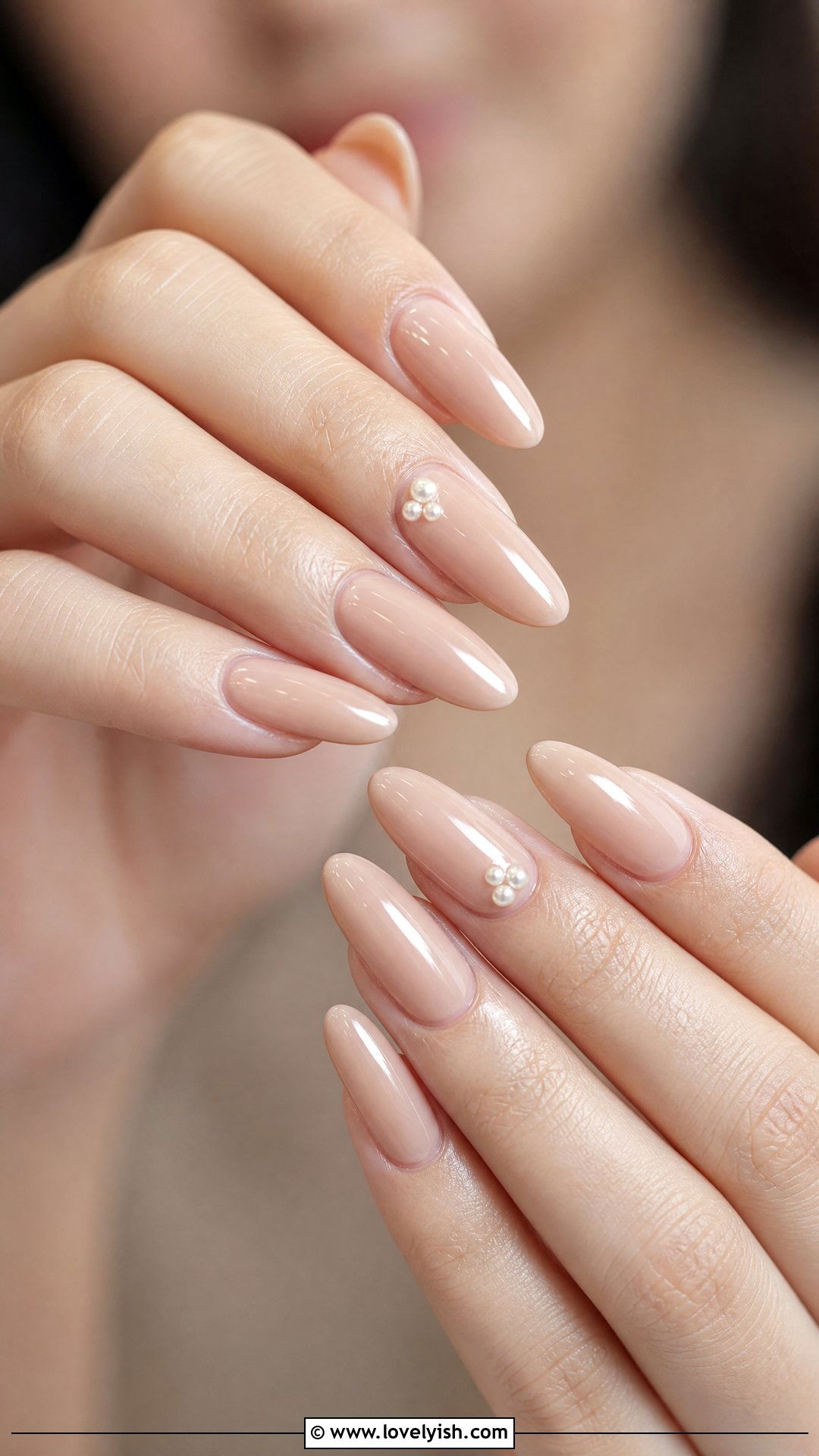 Nude with Tiny Pearl Cluster Nails - 42 minimalist nail art - 42 minimalist nail art