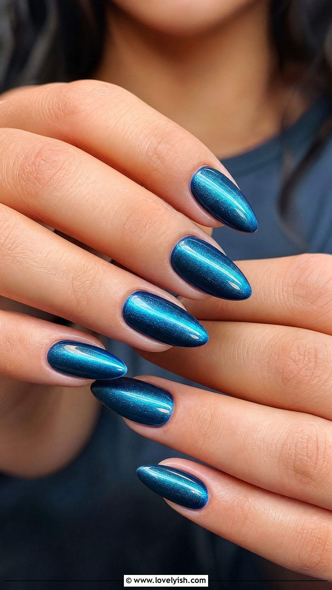 Ocean Blue Cat Eye Nails - 38 cat eye nail designs - 38 cat eye nail designs