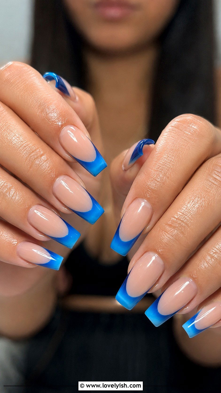 Ocean Blue French Tip Nails - 50 beach nails - 50 beach nails