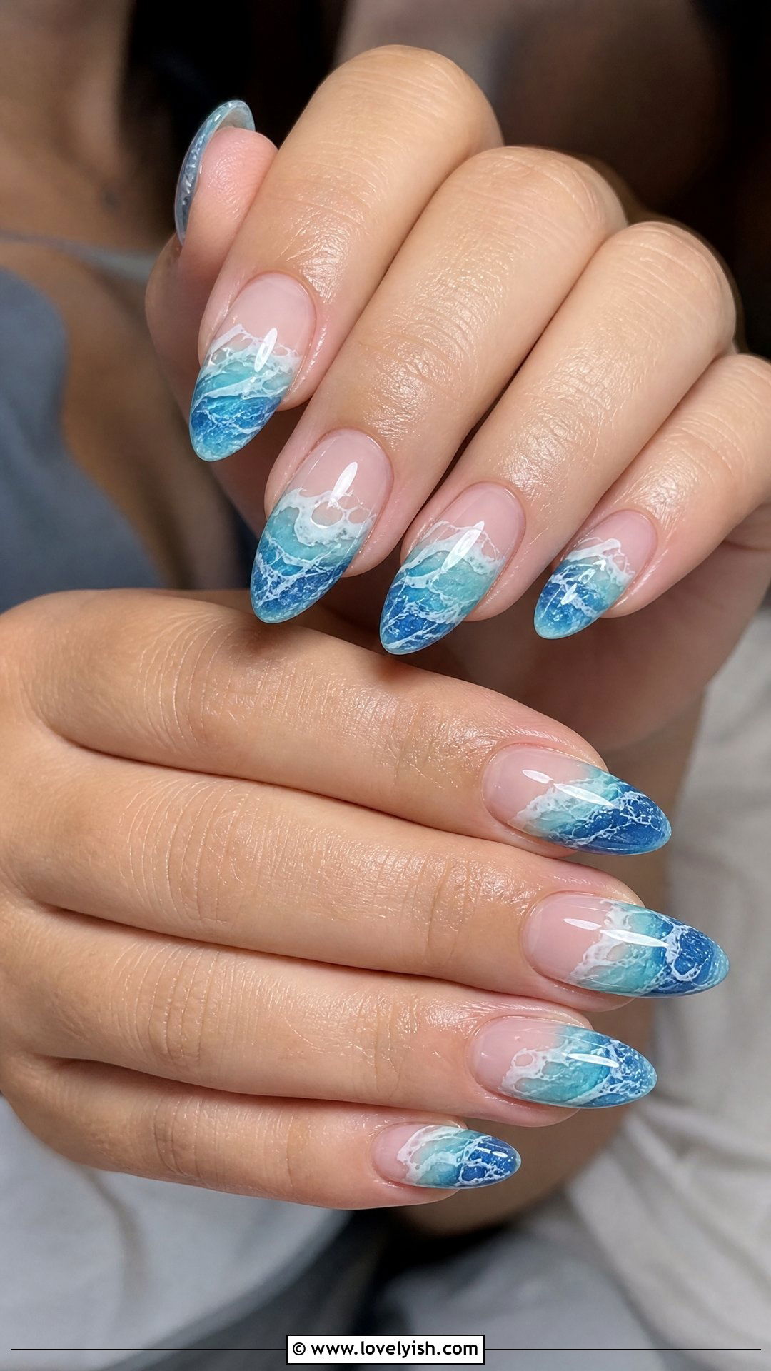 Ocean Wave Blue Nails - 38 may nail ideas - 38 may nail ideas