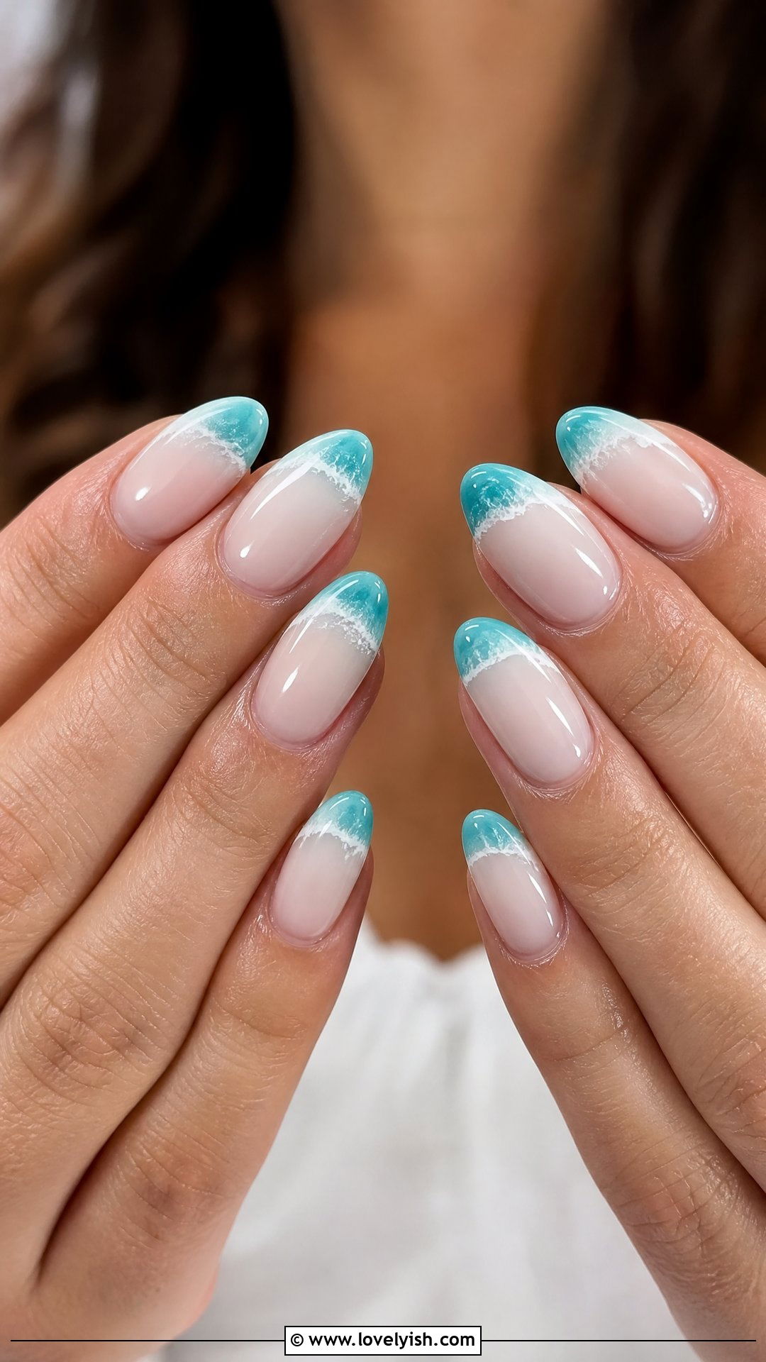 Ocean Wave French Tip Nails - 25 beach nail ideas - 25 beach nail ideas