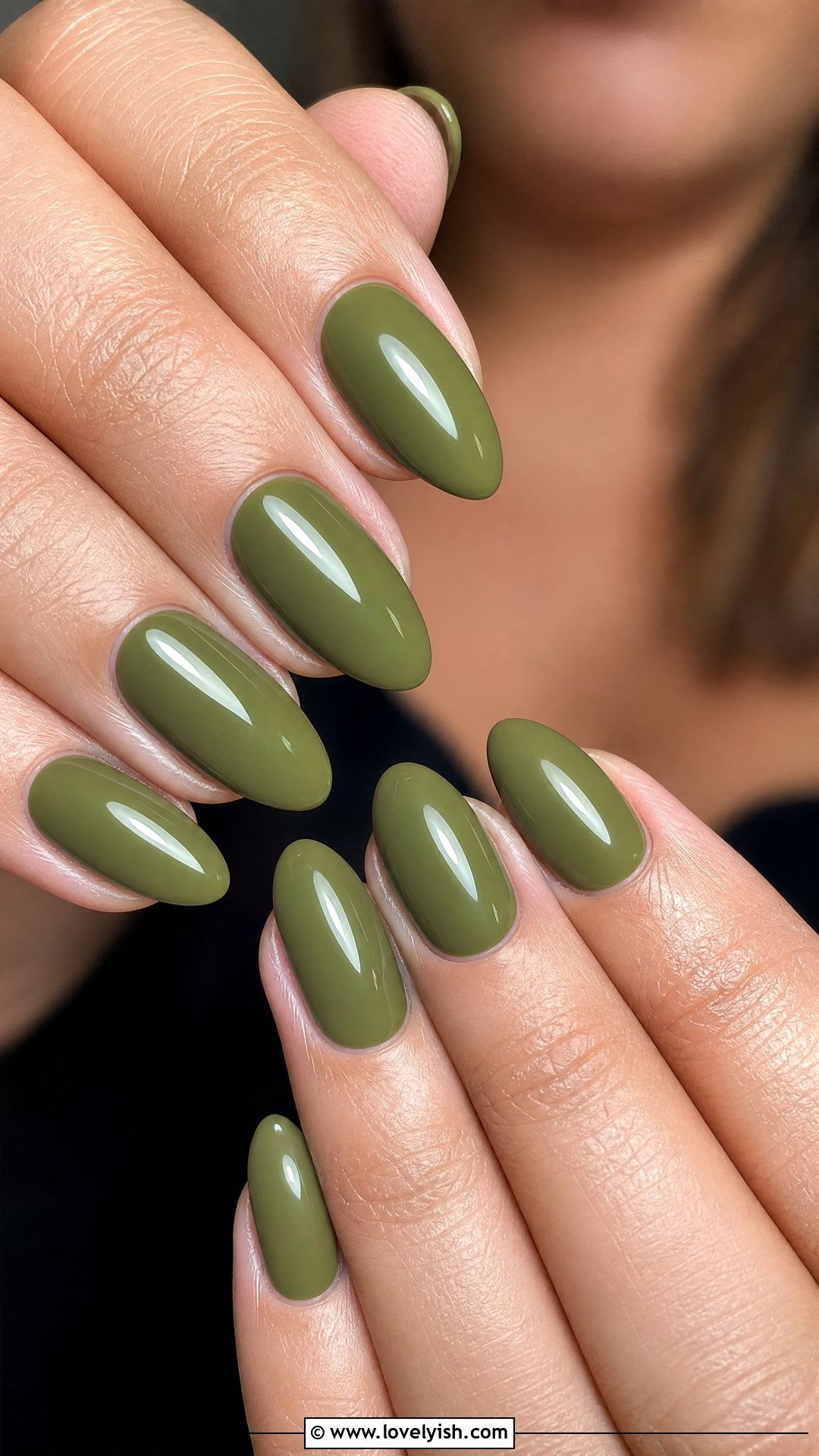 Olive Green Almond Nails - 50 medium nails - 50 medium nails