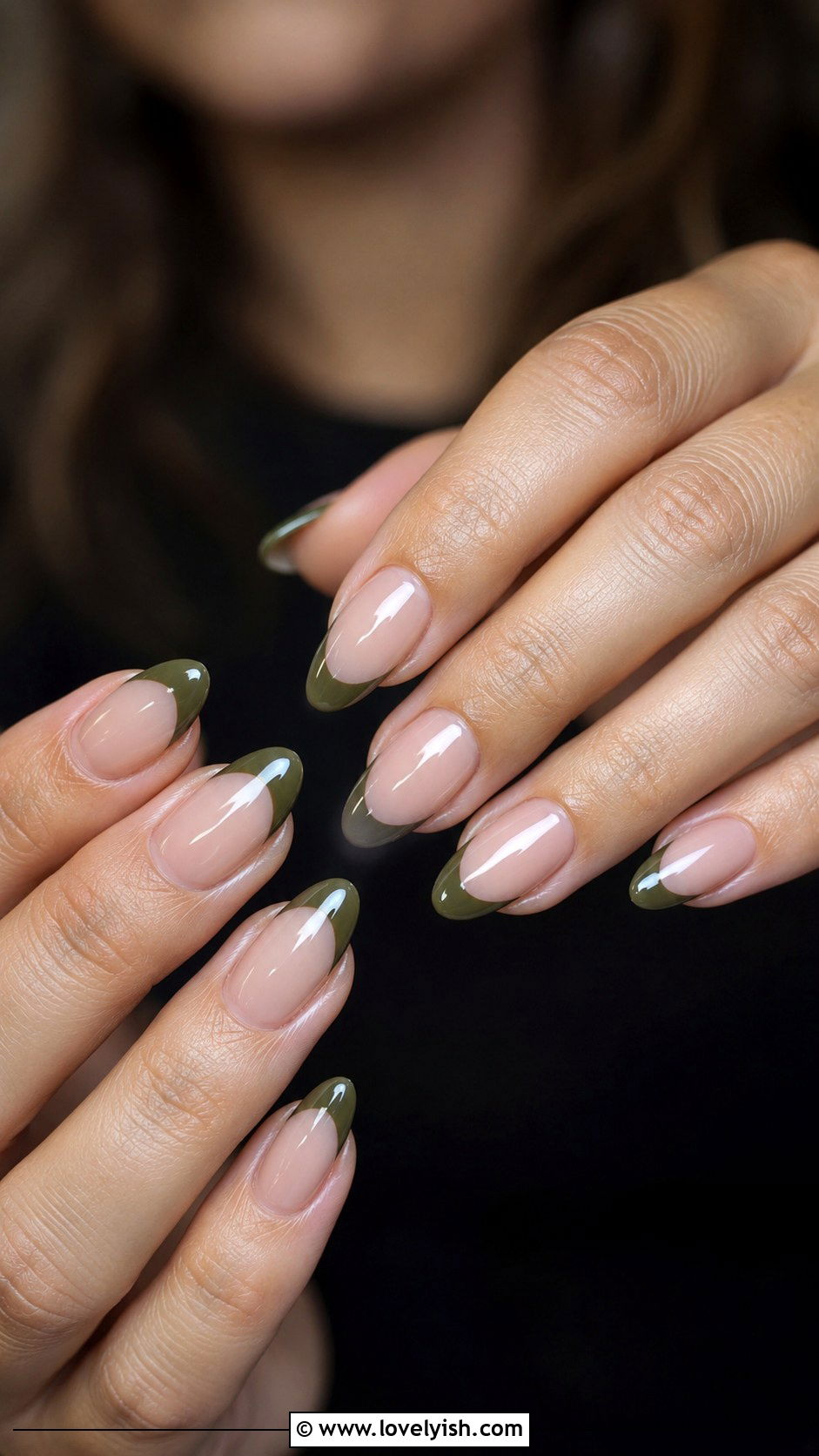 Olive Green French Tip Nails - 38 green nail designs - 38 green nail designs