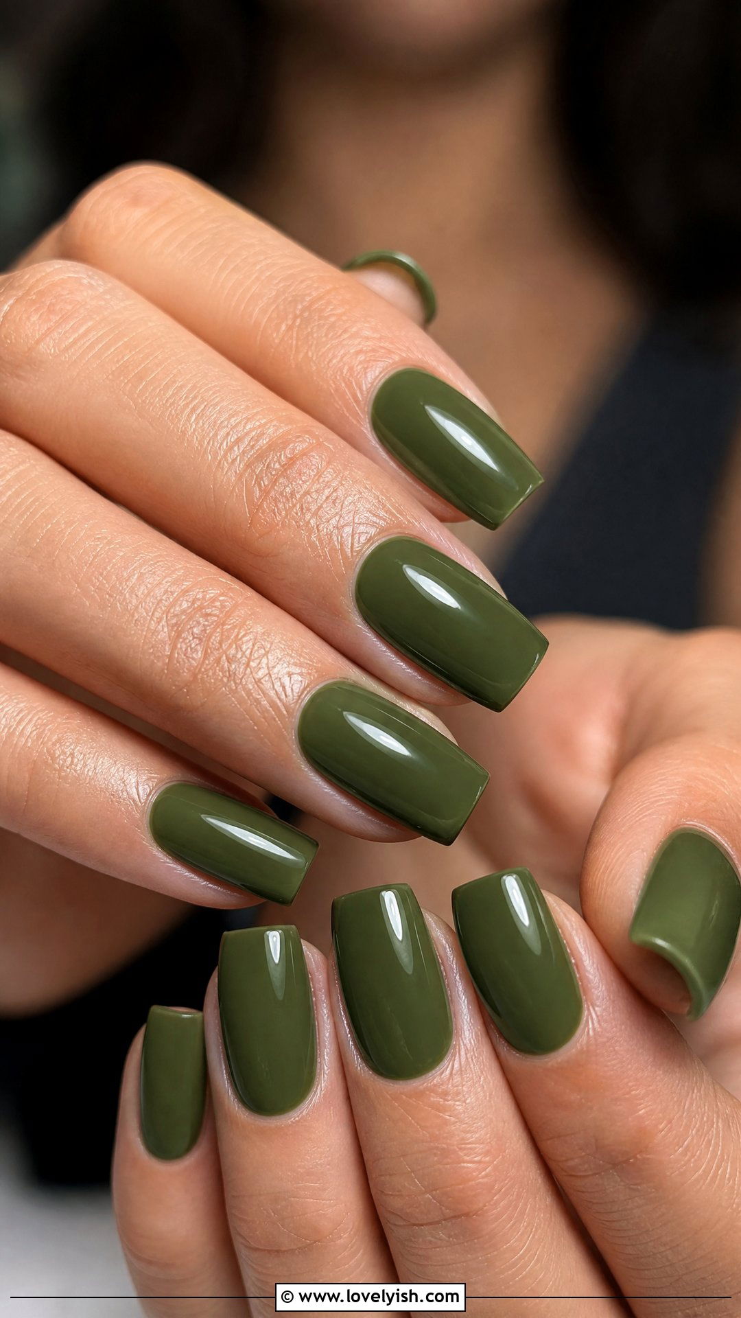 Olive Green Glossy Square Nails - 50 square nails - 50 square nails