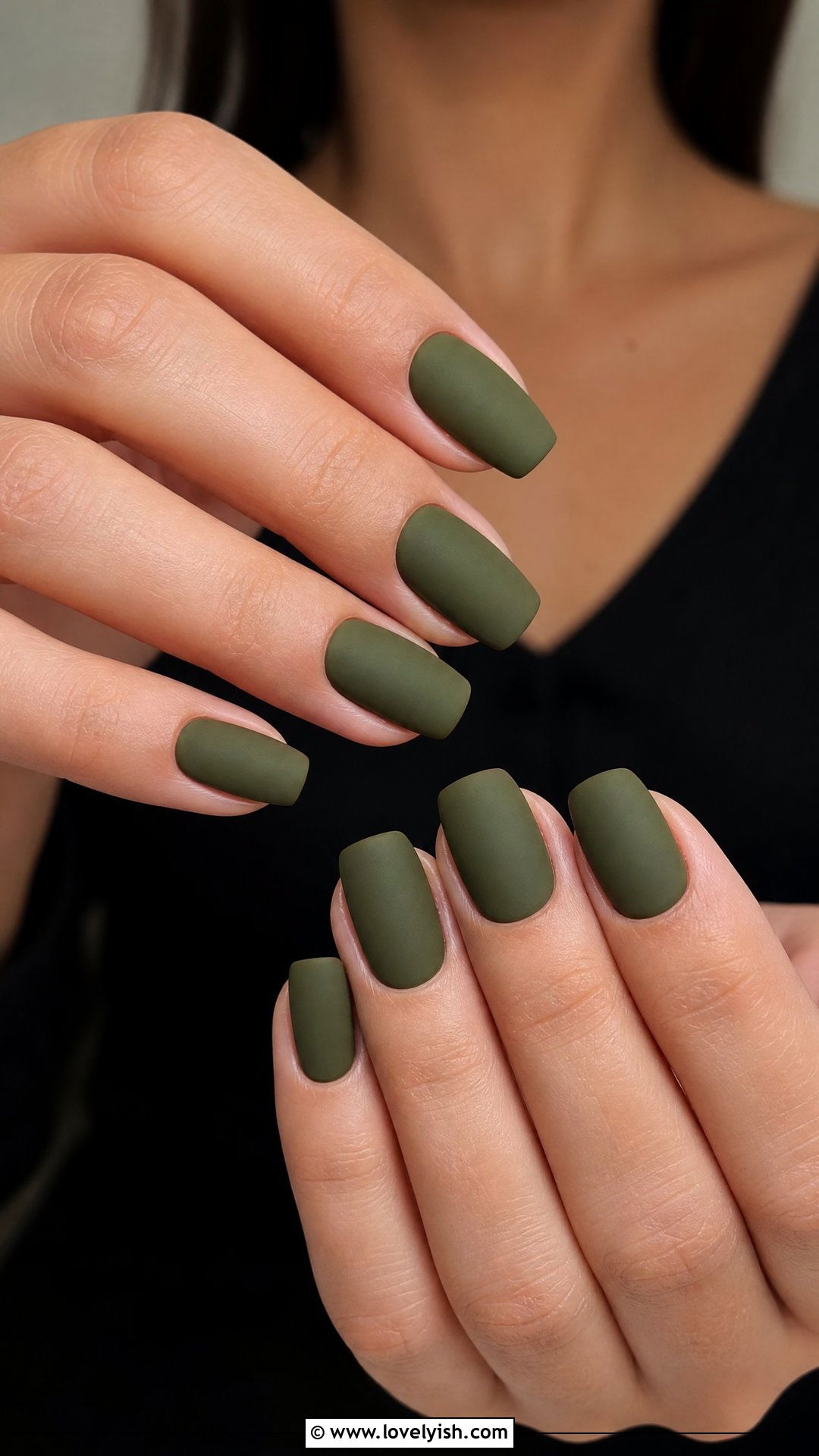 Olive Green Matte Builder Gel Nails - 50 builder gel nails - 50 builder gel nails