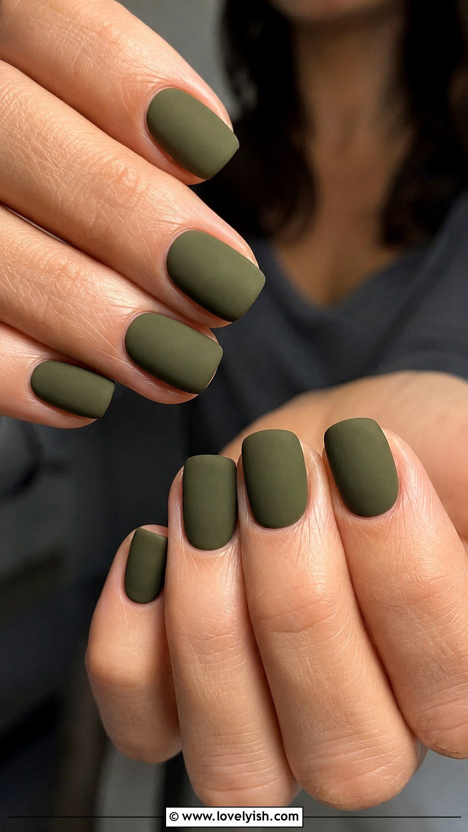 Olive Green Matte Manicure - 50 manicure - 50 manicure