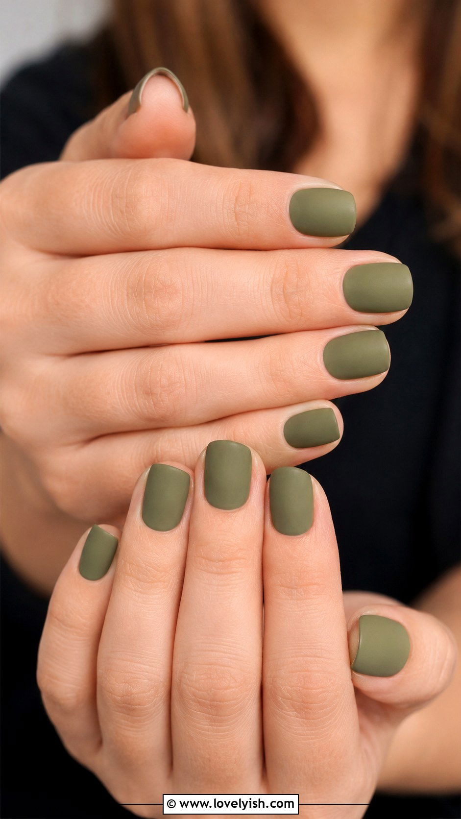 Olive Green Matte Nails - 46 nail inspo - 46 nail inspo