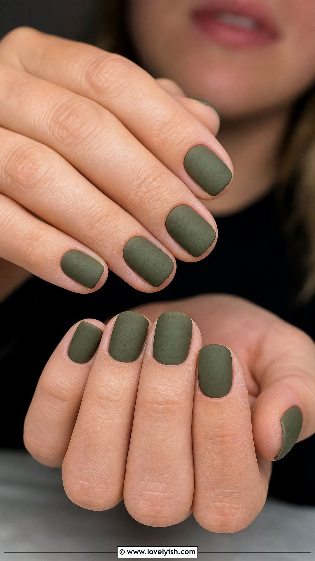 Olive Green Matte Nails - 50 pictures of nail designs - 50 pictures of nail designs
