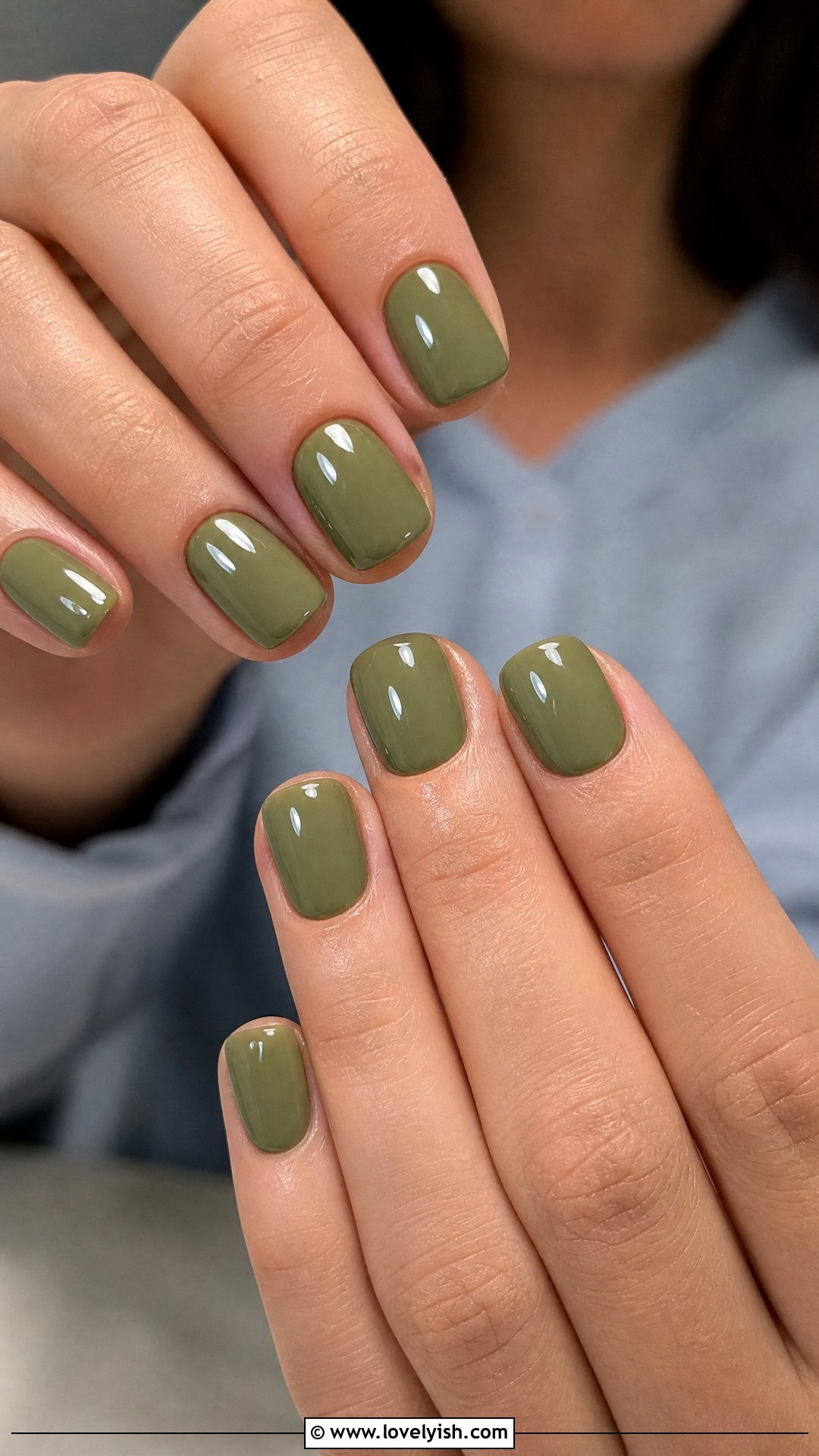Olive Green Minimalist Nails - 46 easy nail designs - 46 easy nail designs