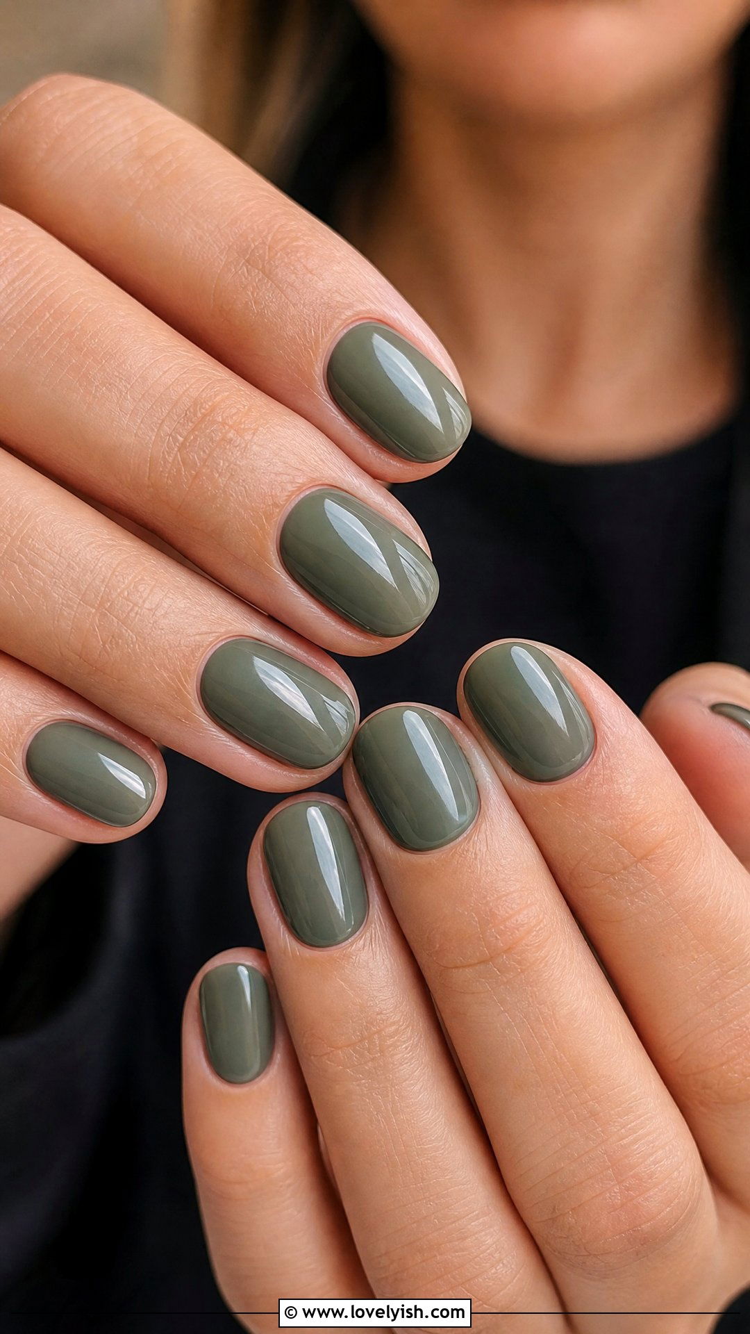 Olive Green Muted Nails - 29 nails for older women - 29 nails for older women