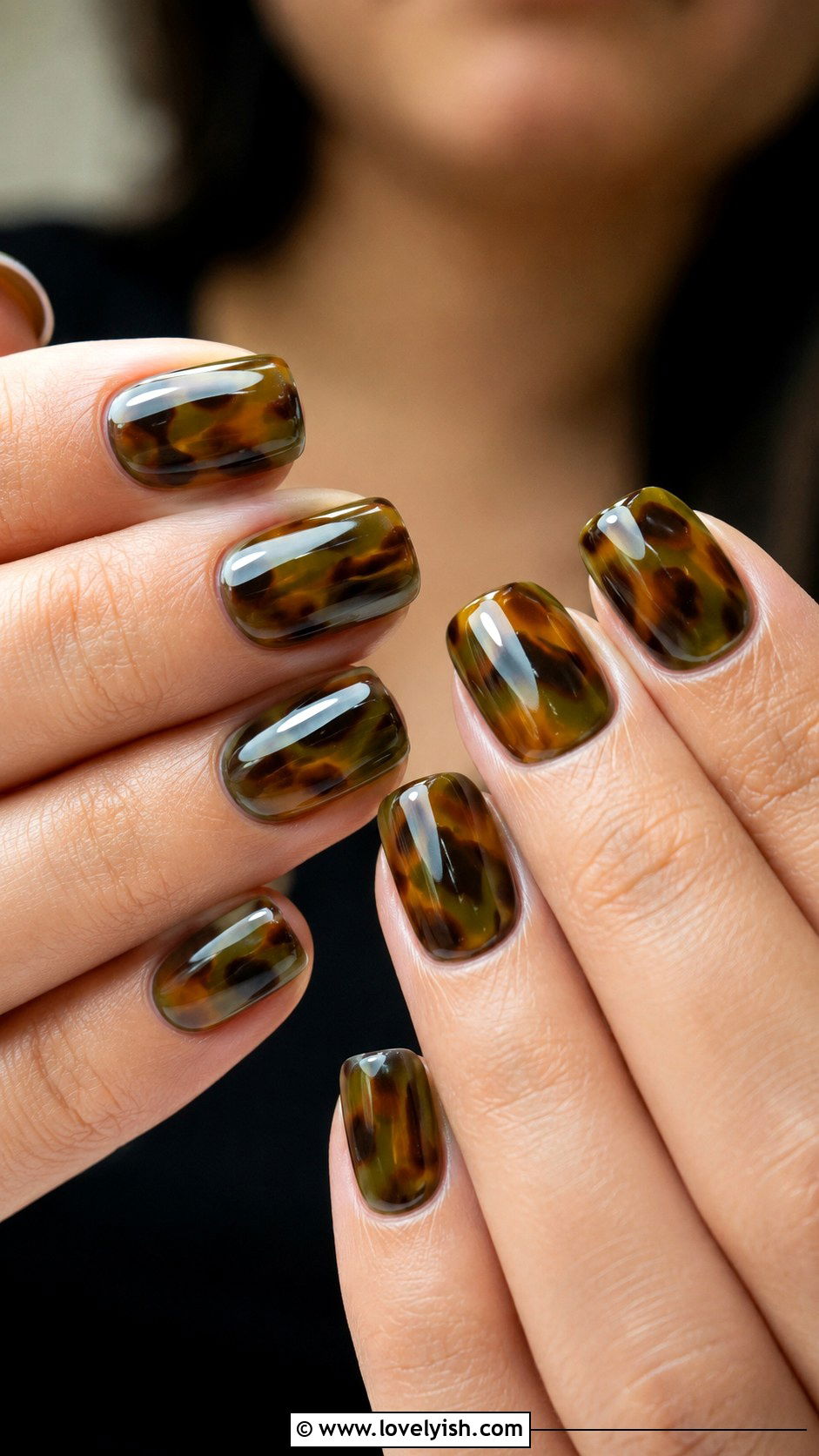 Olive Green Tortoise Shell Nails - 50 green nails - 50 green nails