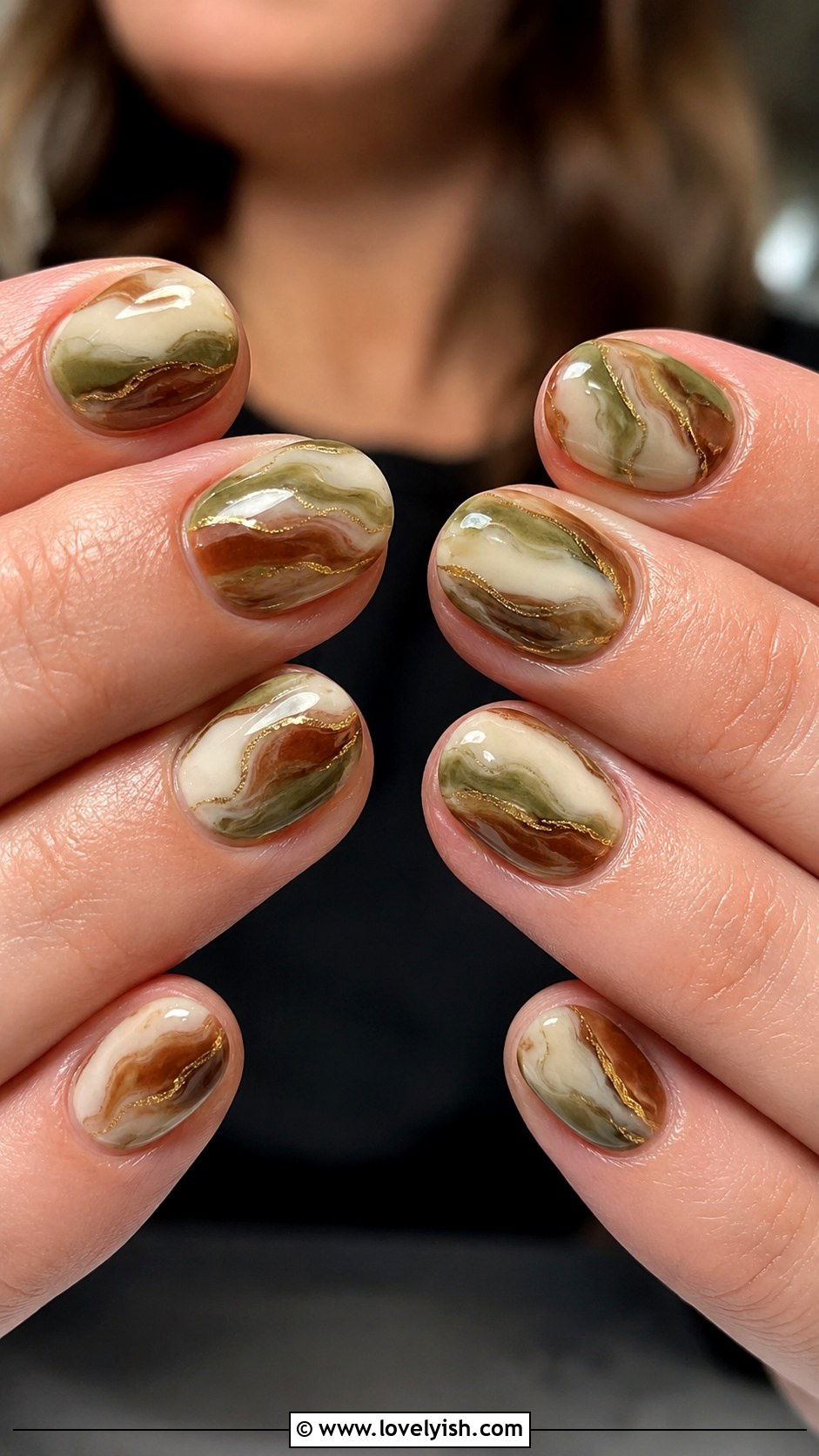 Olive Green and Brown Earth Swirl Nails - 50 swirl nails - 50 swirl nails