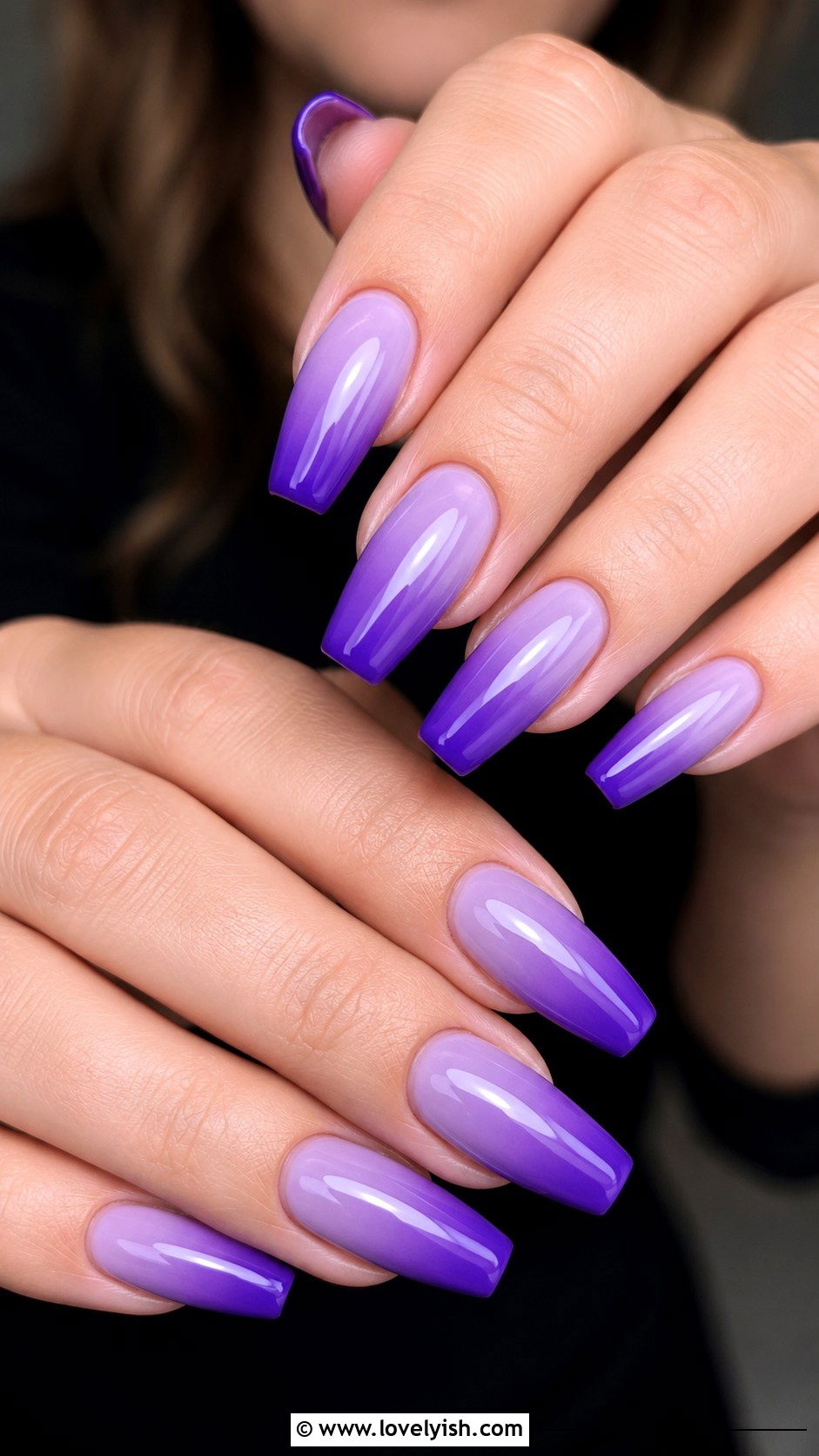 Ombre Lilac to Violet Gradient Nails - 33 purple nail design ideas - 33 purple nail design ideas