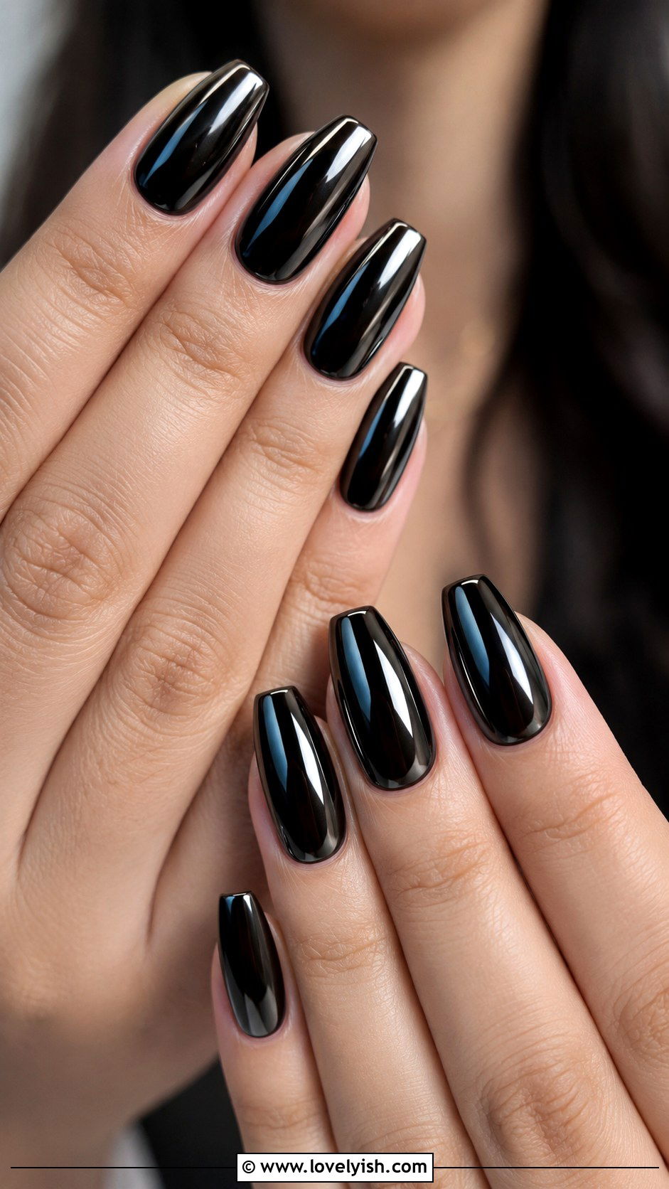 Onyx Black Chrome Nails - 50 luxury nails - 50 luxury nails