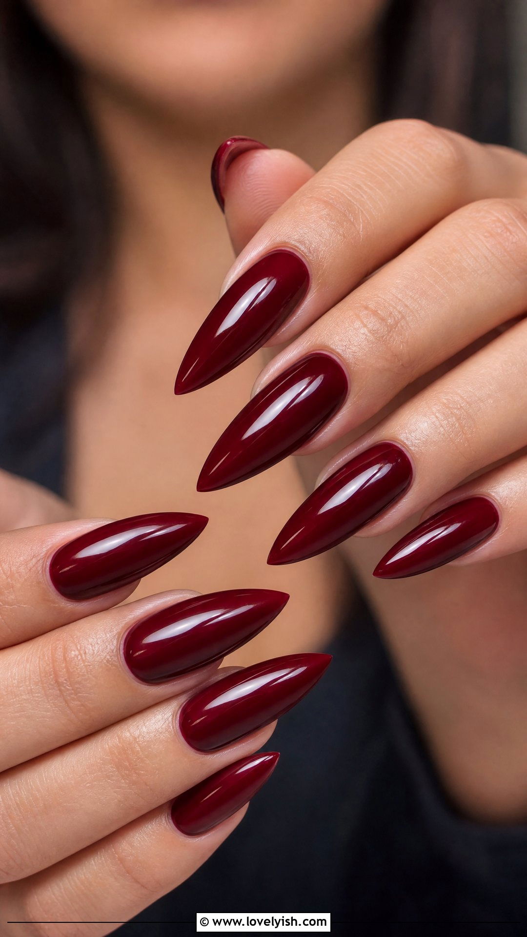 Oxblood Stiletto Nails - 50 dark red nails - 50 dark red nails