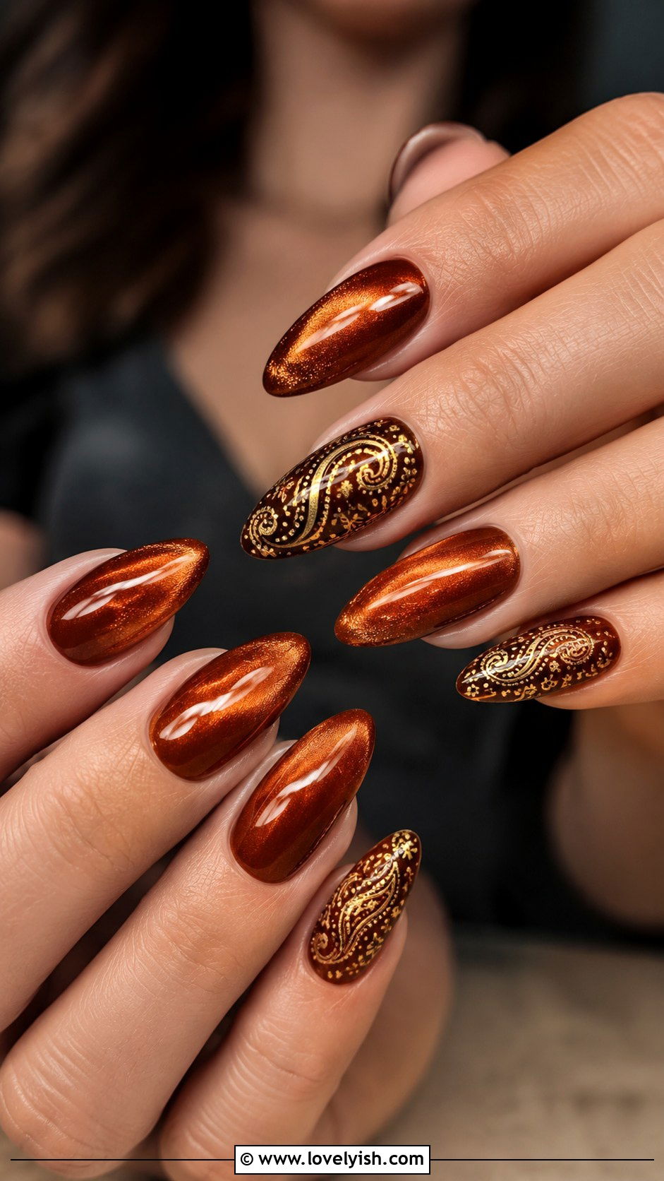 Paisley and Velvet Cat Eye Western Nails - 50 western nail designs - 50 western nail designs