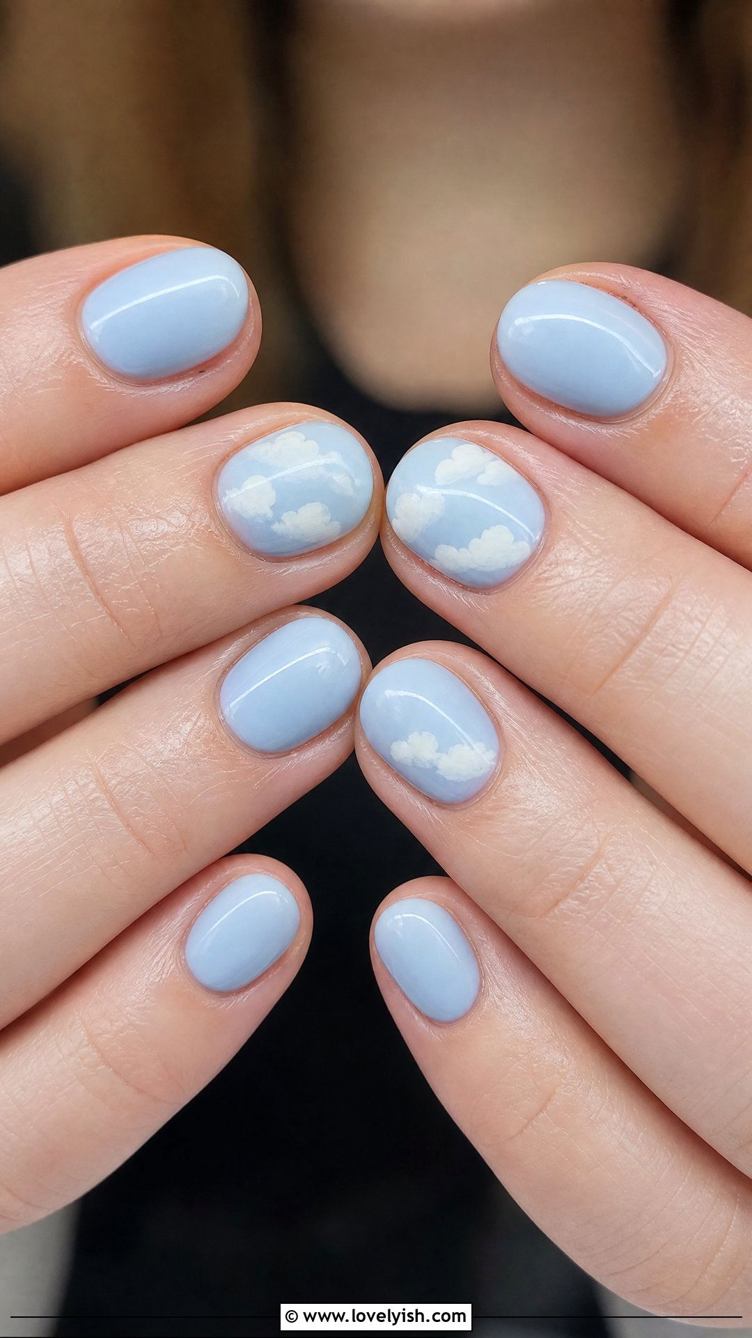 Pale Blue Cloud Accent Nails - 50 dainty nails - 50 dainty nails