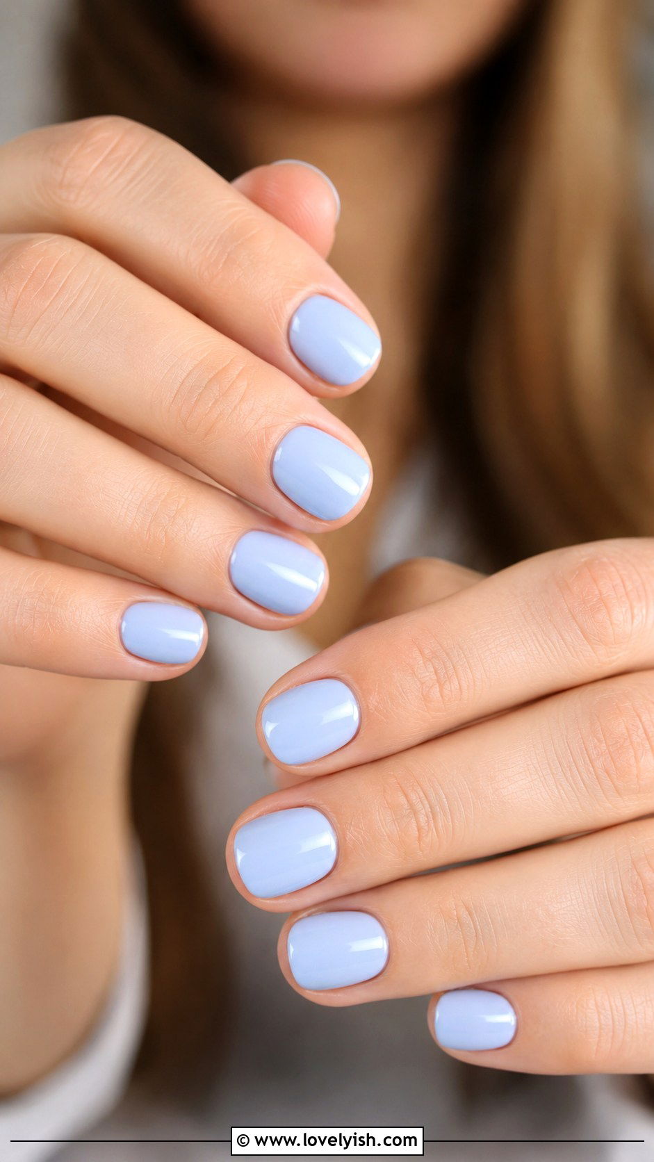 Pale Blue Short Round Nails - 50 work appropriate nails - 50 work appropriate nails