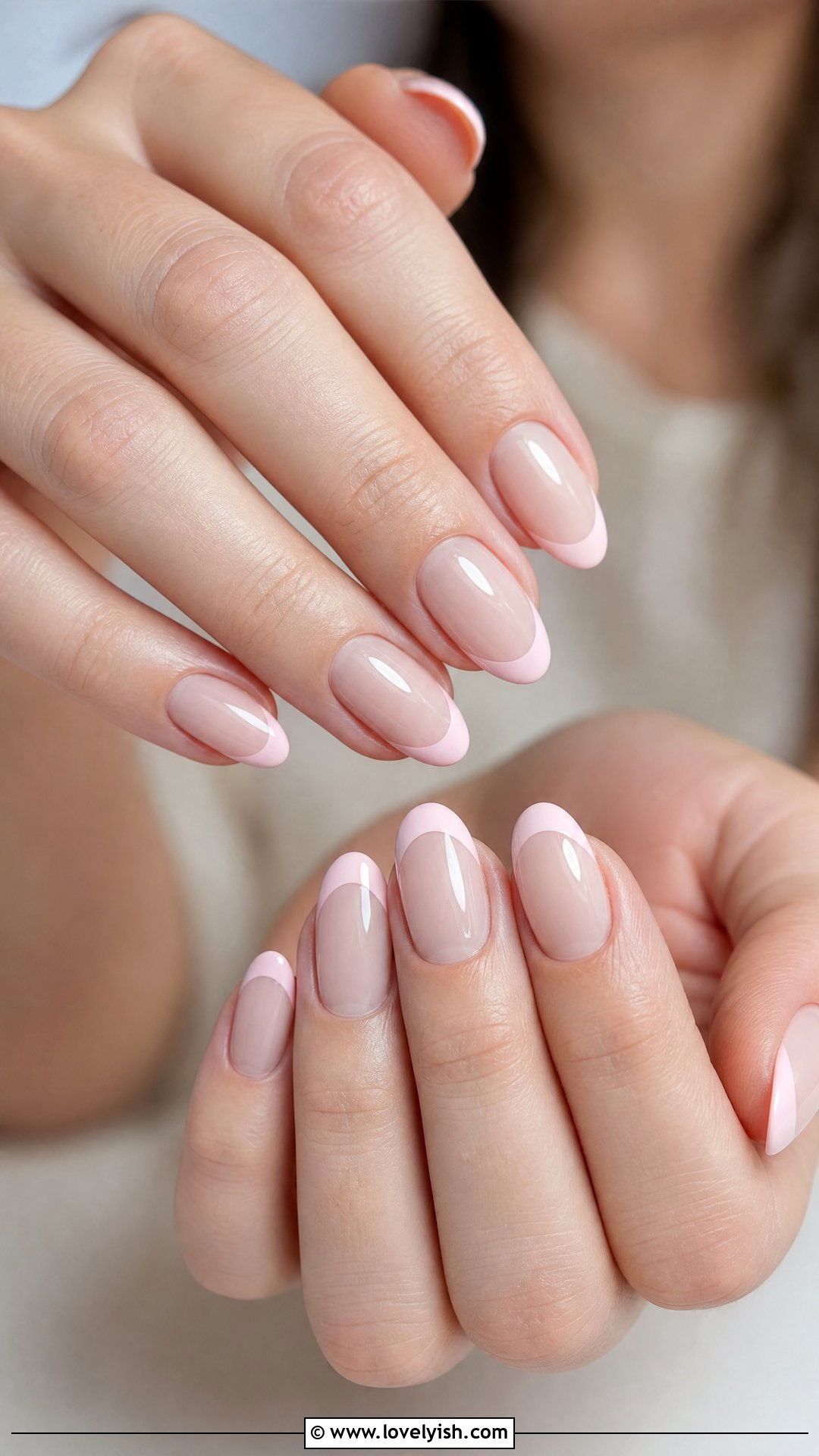 Pale Pink French Tip Almond Nails - 50 work appropriate nails - 50 work appropriate nails