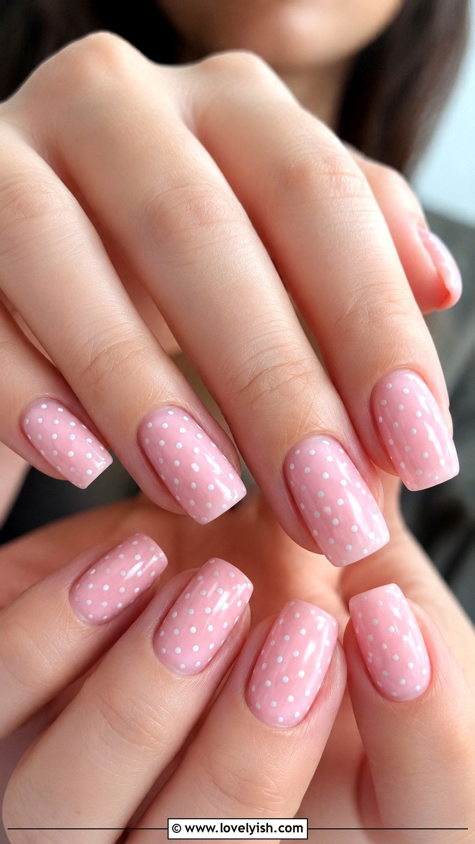 Pale Pink Polka Dot Nails - 50 balletcore nails - 50 balletcore nails