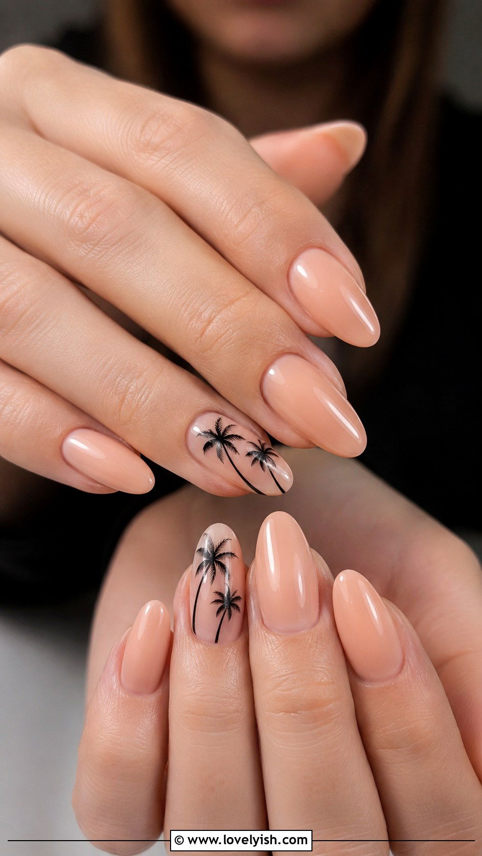 Palm Tree Silhouette Nails - 38 beach nail designs - 38 beach nail designs