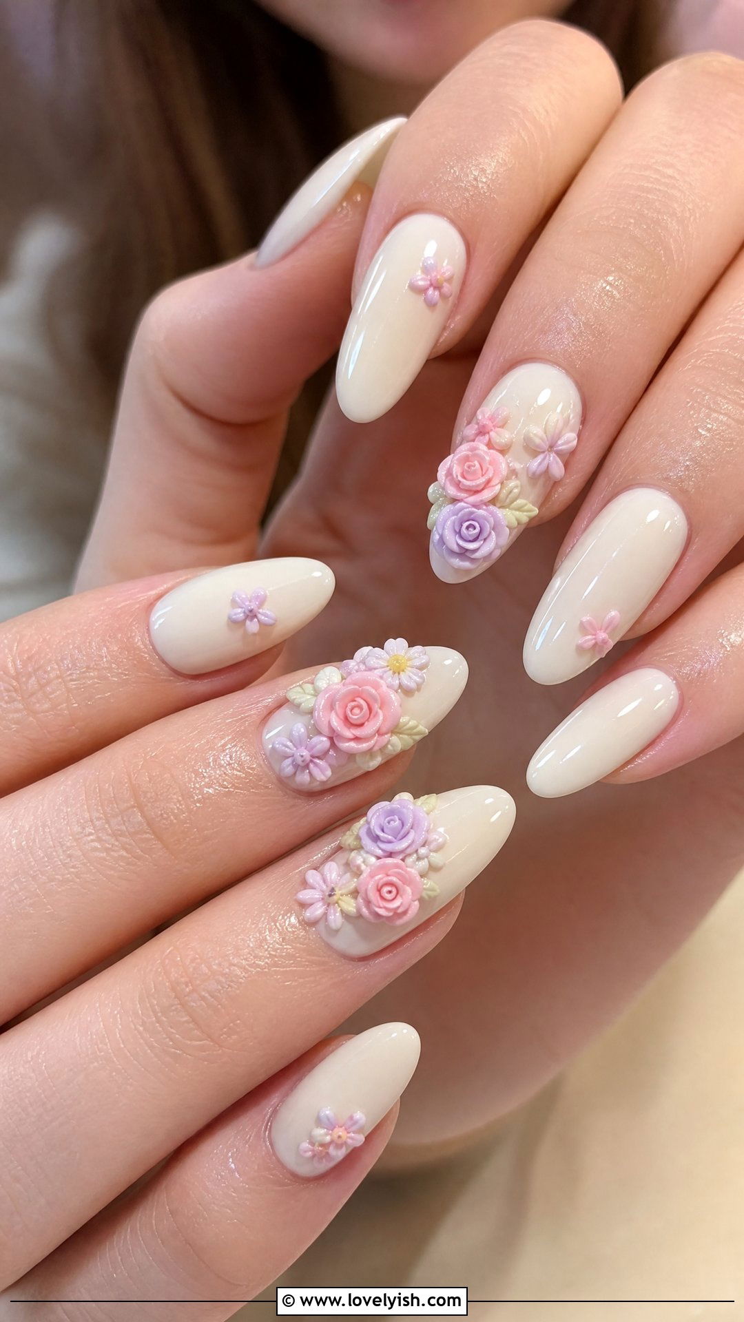 Pastel 3D Flower Easter Nails - 31 easter nail designs 2026 - 31 easter nail designs 2026