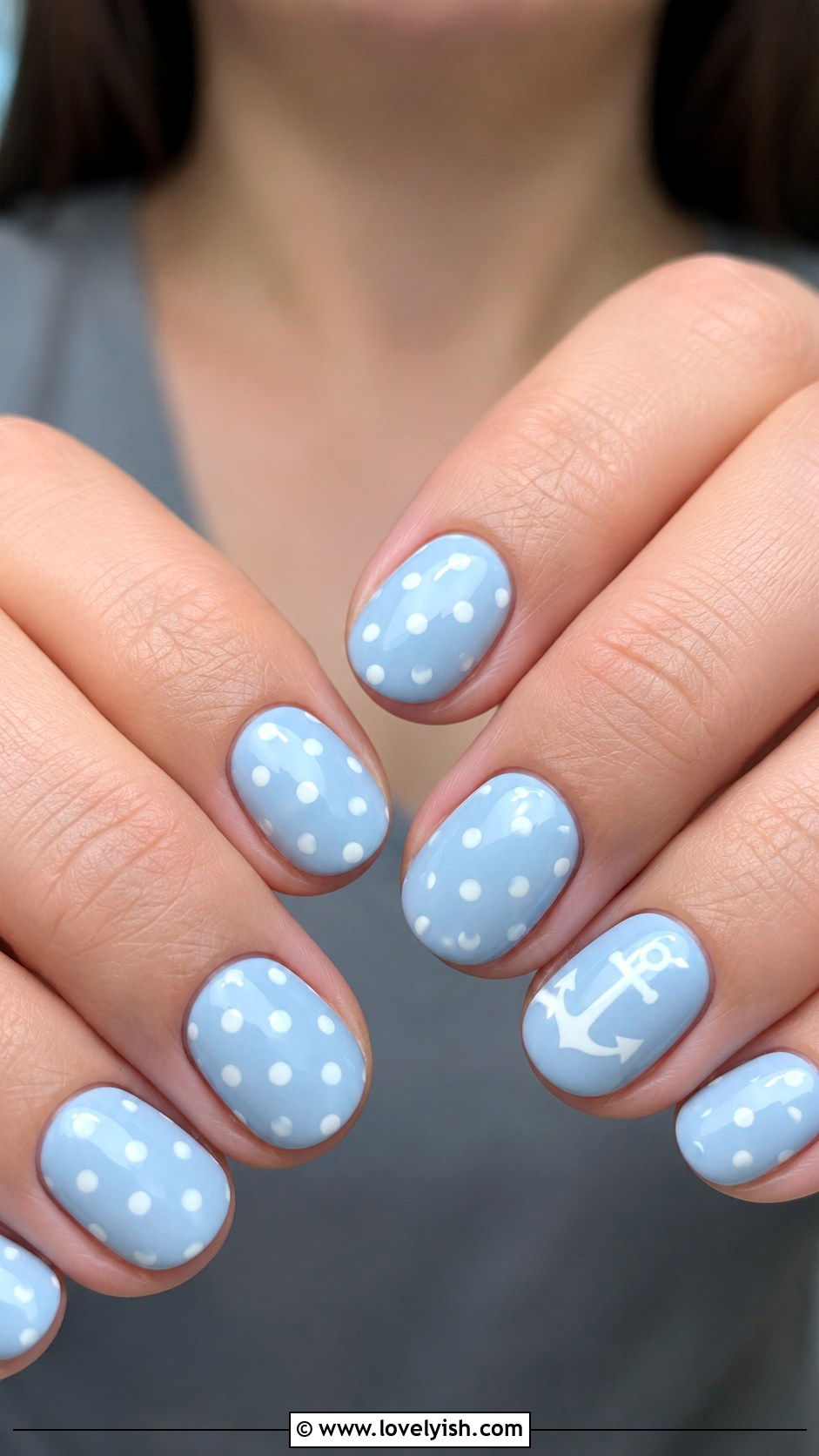 Pastel Blue Anchor Polka Dot Design - 50 anchor nail designs - 50 anchor nail designs