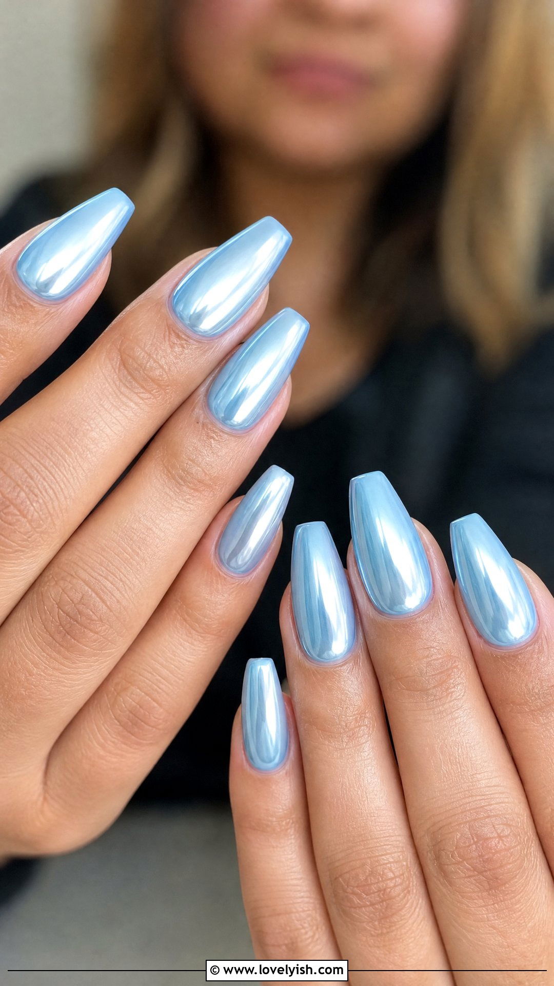 Pastel Blue Chrome Nails - 50 cute spring nail designs - 50 cute spring nail designs