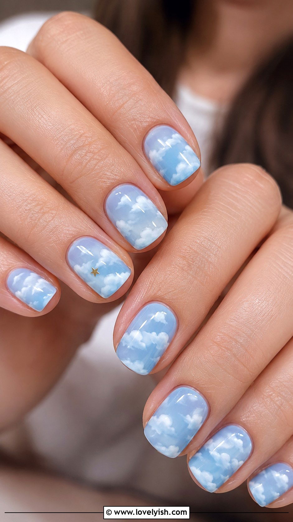 Pastel Blue Cloud Nails - 50 baby shower nails - 50 baby shower nails