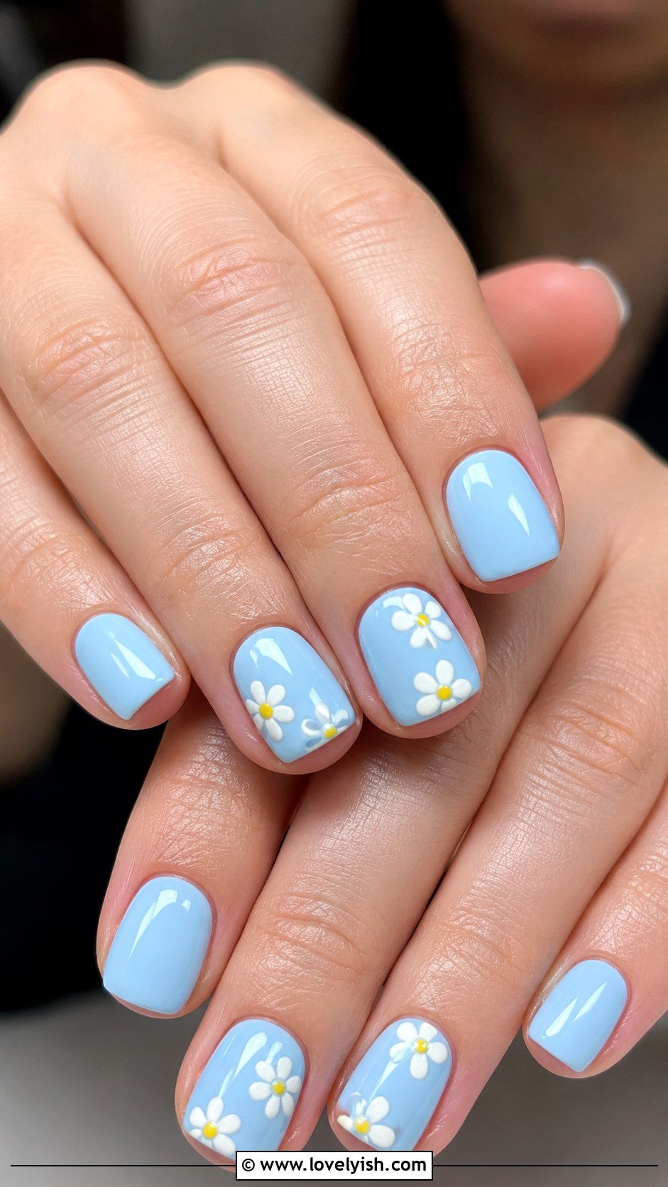 Pastel Blue Easter Nails With Daisy Art - 44 easter nail designs - 44 easter nail designs