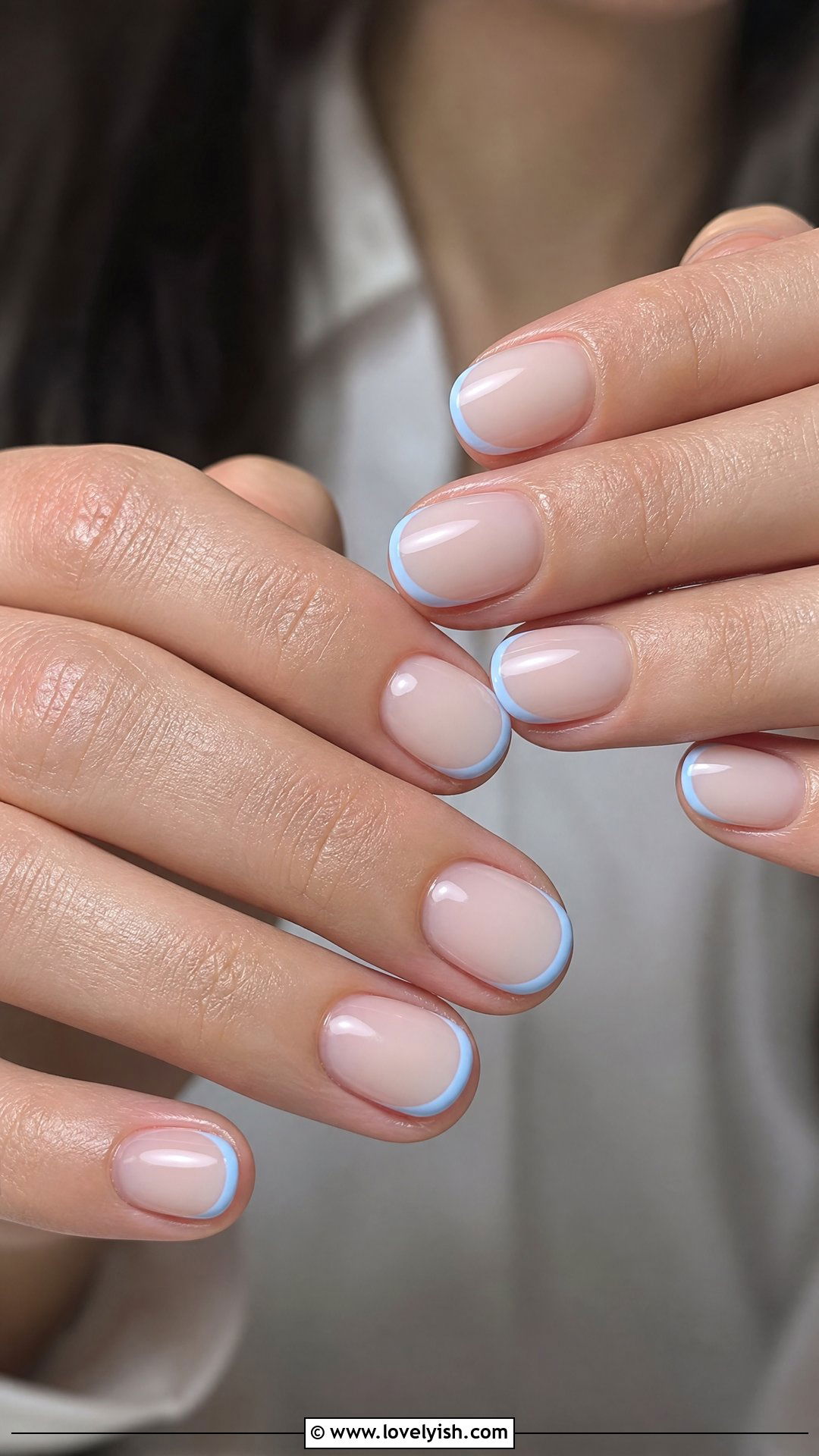 Pastel Blue French Tip Short Nails - 50 short french tip nails - 50 short french tip nails