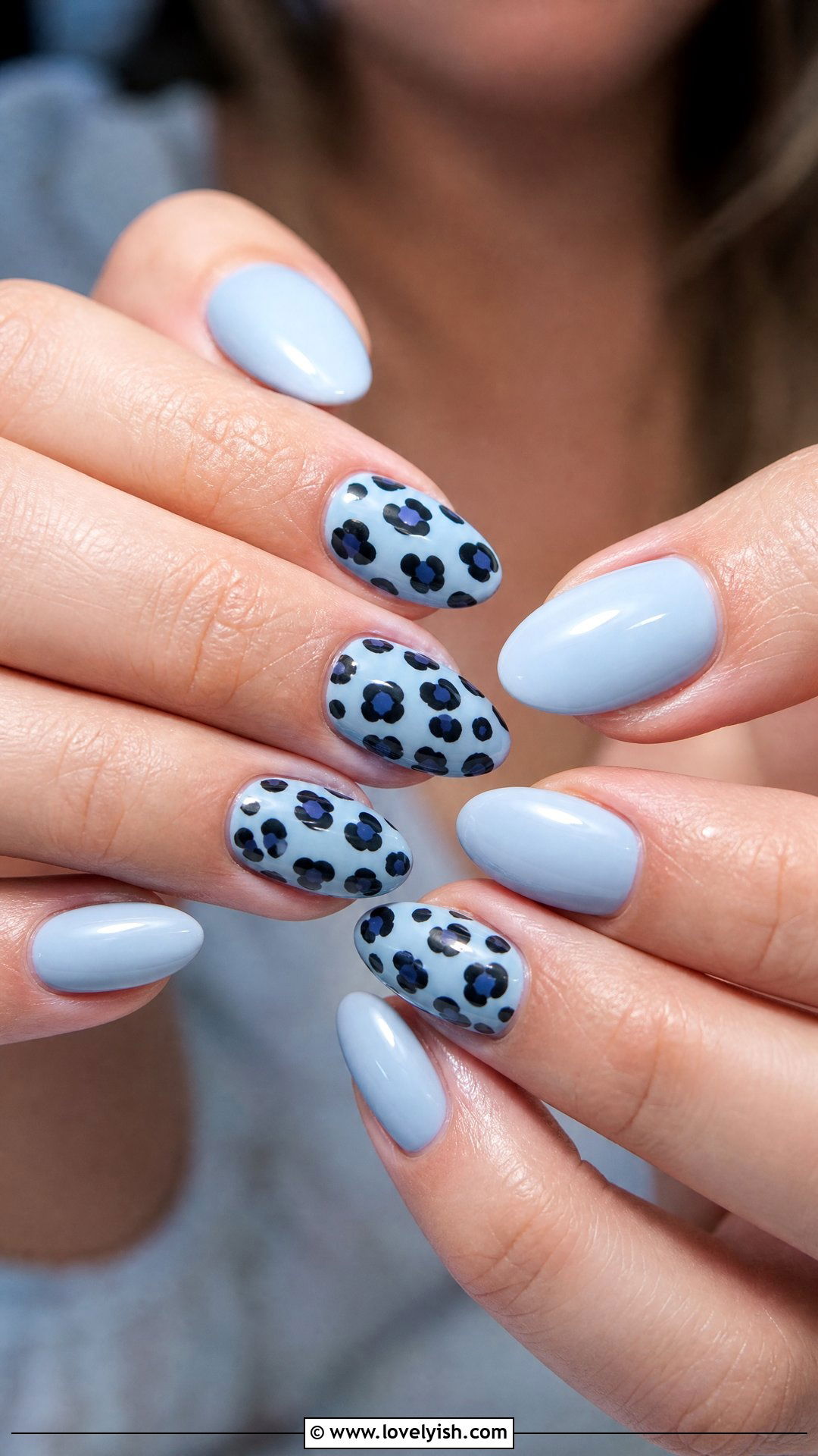 Pastel Blue Leopard Print Nails - 50 leopard print nails - 50 leopard print nails
