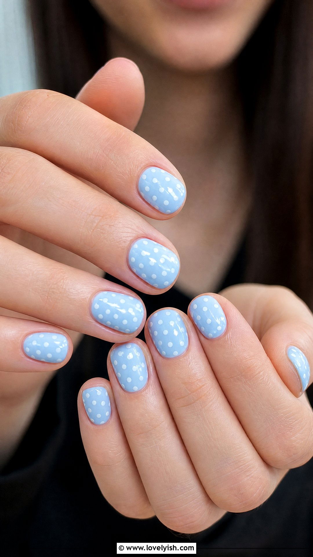 Pastel Blue Polka Dot Nails - 50 blue nails - 50 blue nails