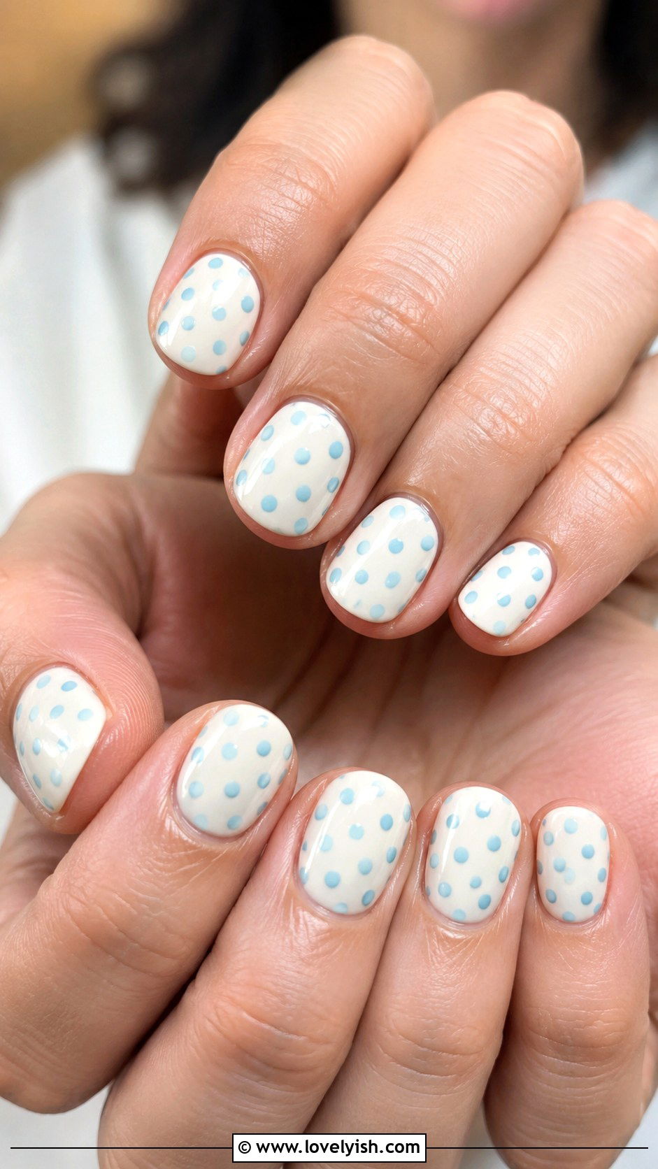Pastel Blue Polka Dot Nails - 38 blue nail designs - 38 blue nail designs