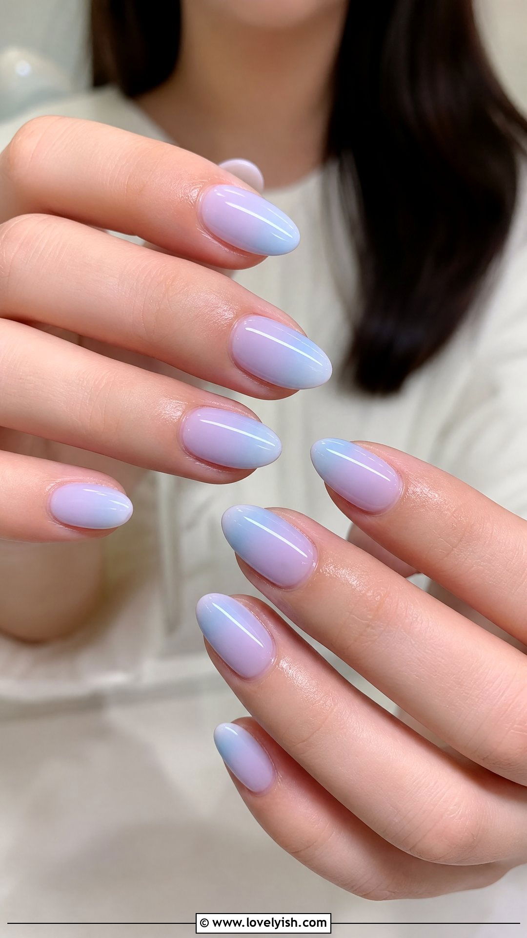 Pastel Blueberry Milk Almond Nails - 25 almond nail designs - 25 almond nail designs