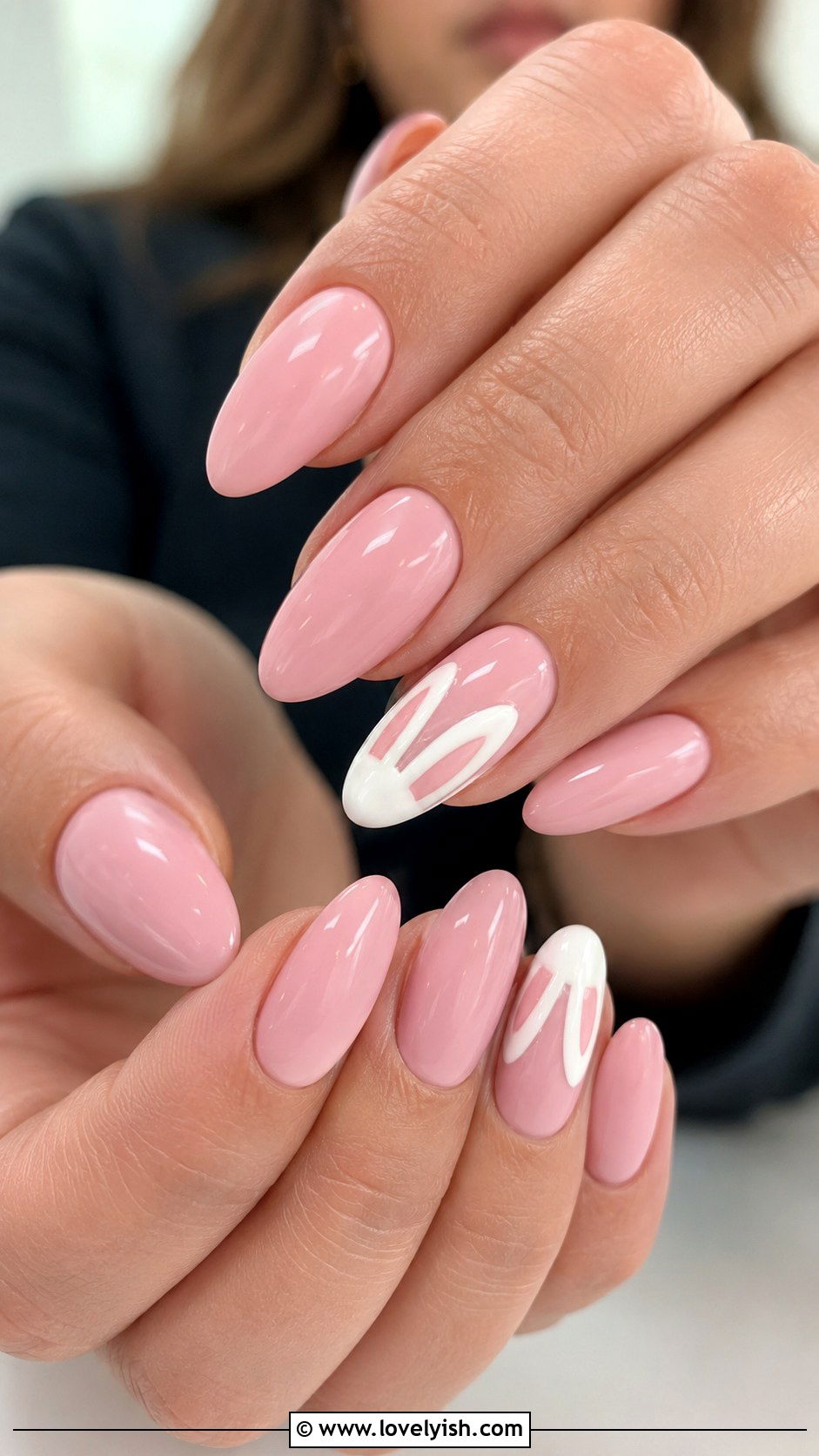 Pastel Bunny Ears Accent Nails - 38 easter nail art ideas - 38 easter nail art ideas