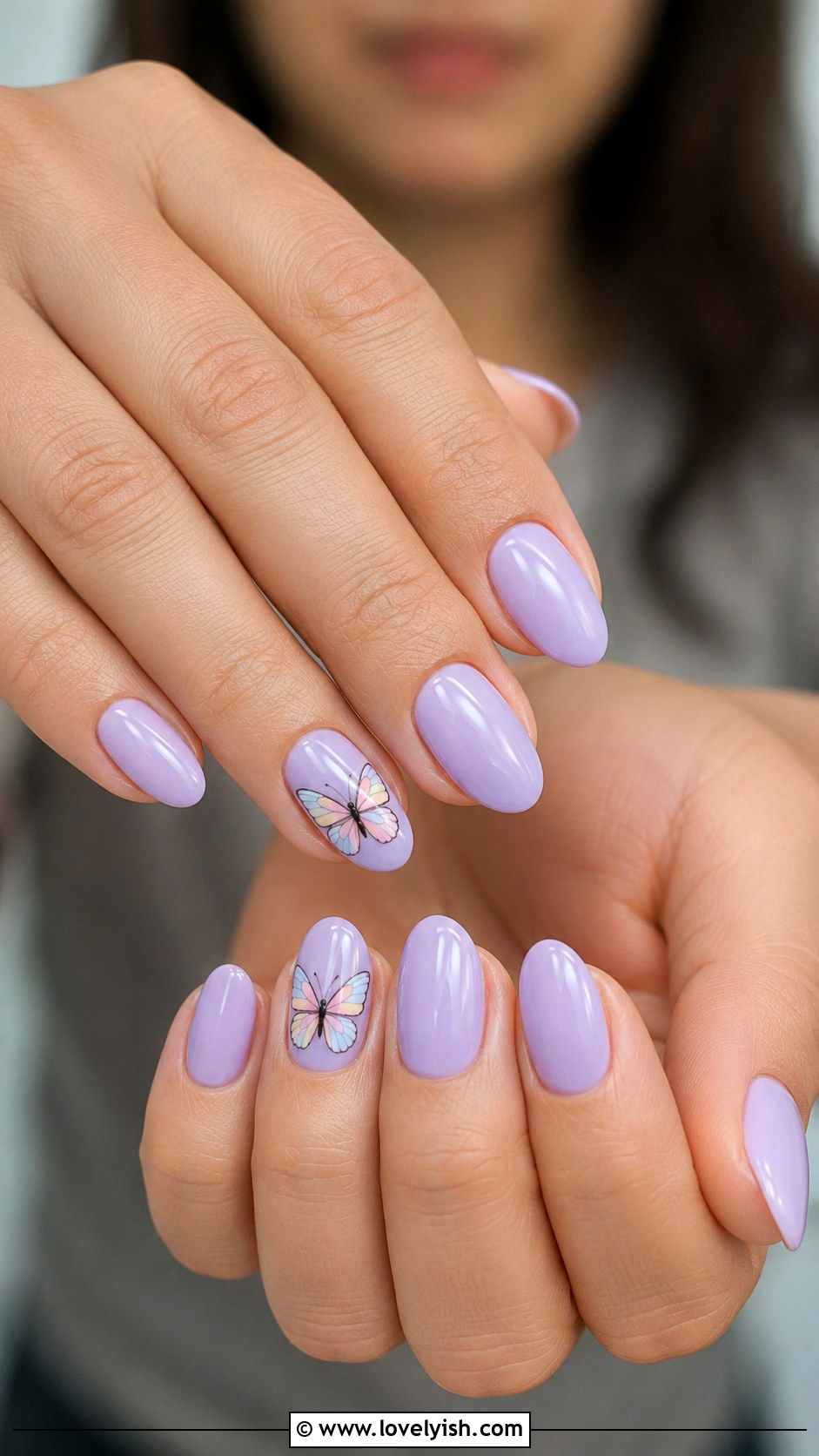 Pastel Butterfly Accent Nails - 50 back to school nails - 50 back to school nails