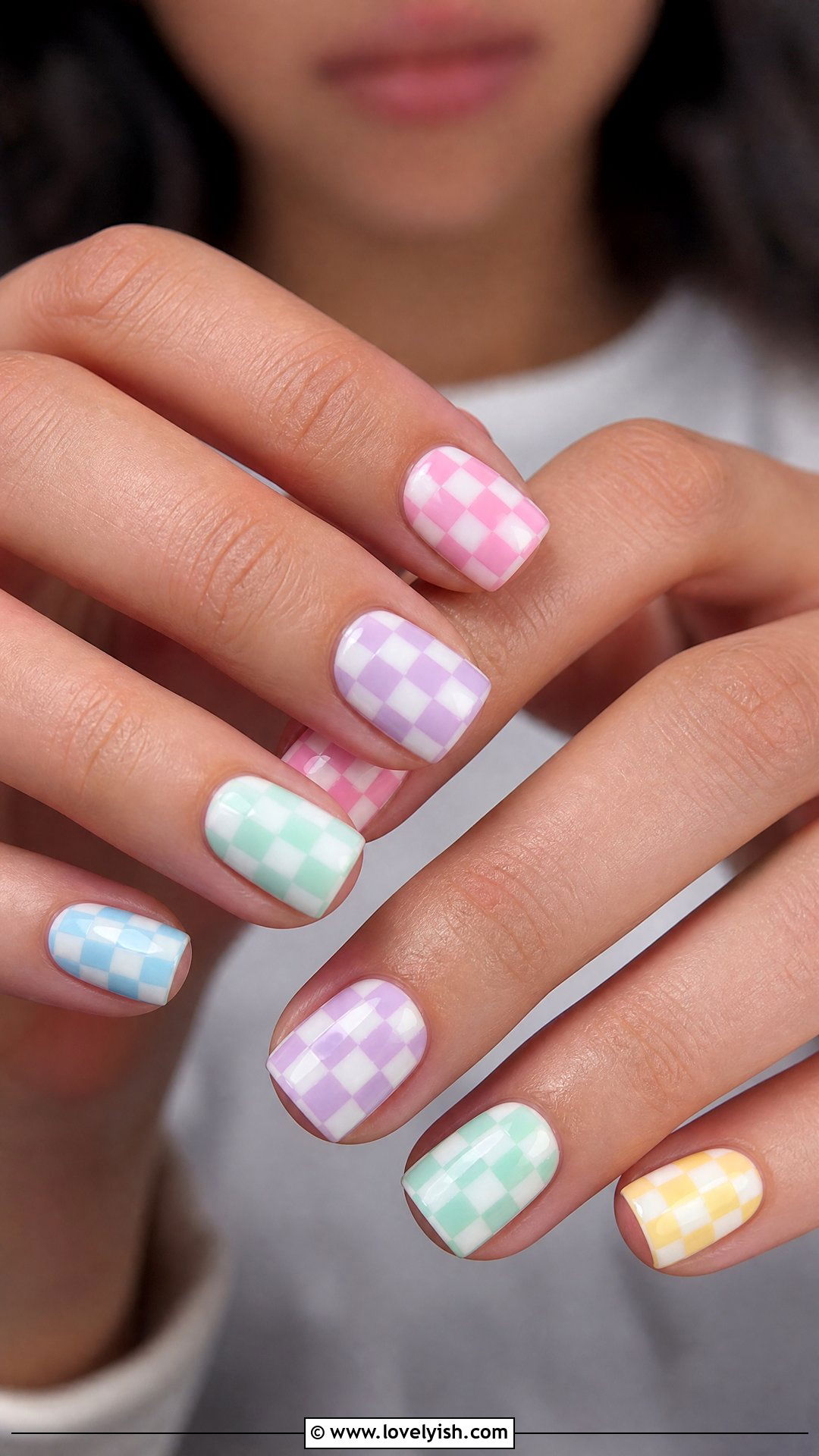 Pastel Checkerboard Nails - 43 summer nail designs - 43 summer nail designs