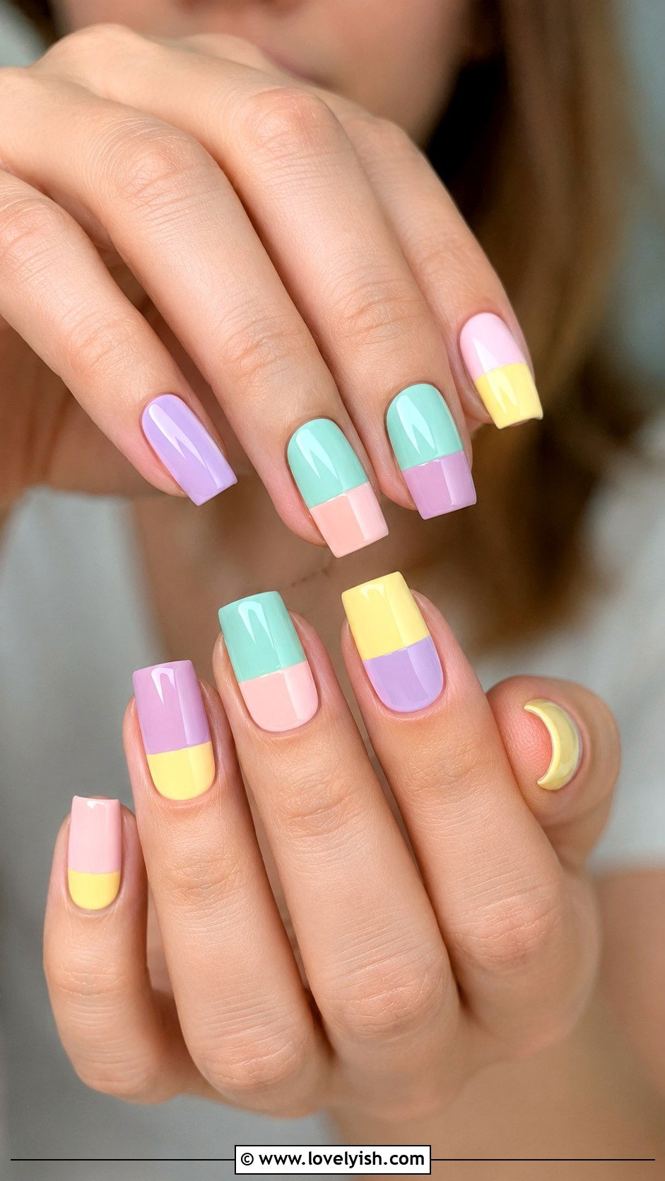 Pastel Color Block Abstract Nails - 38 abstract nail art - 38 abstract nail art