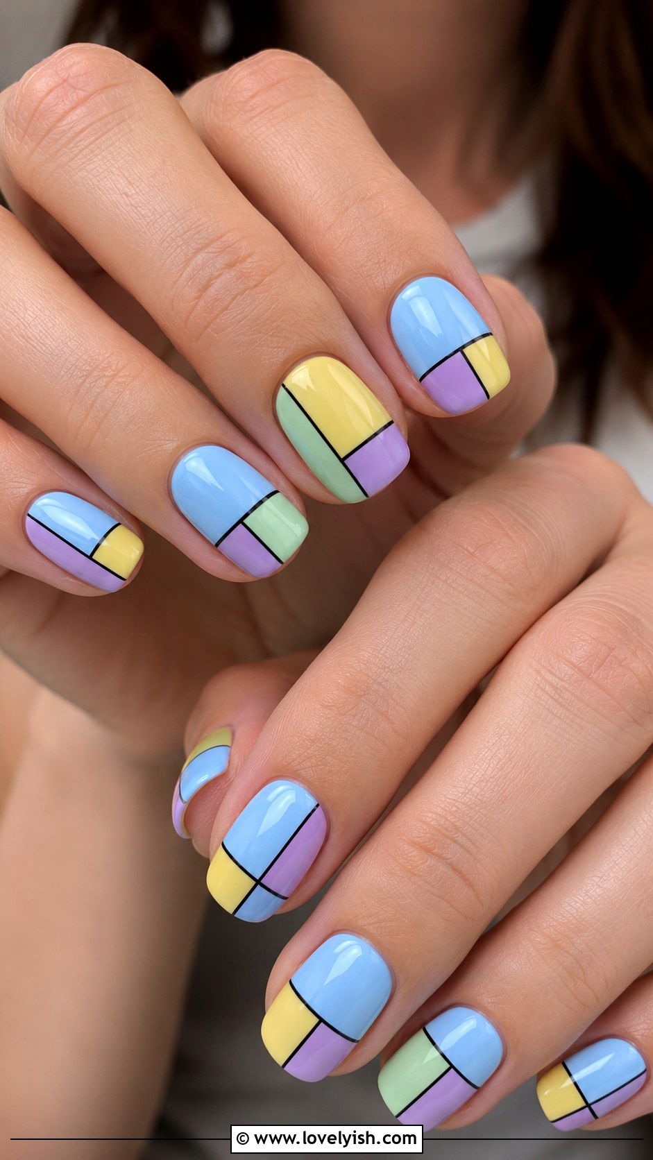 Pastel Color Block Geometric Nails - 50 geometric nails - 50 geometric nails