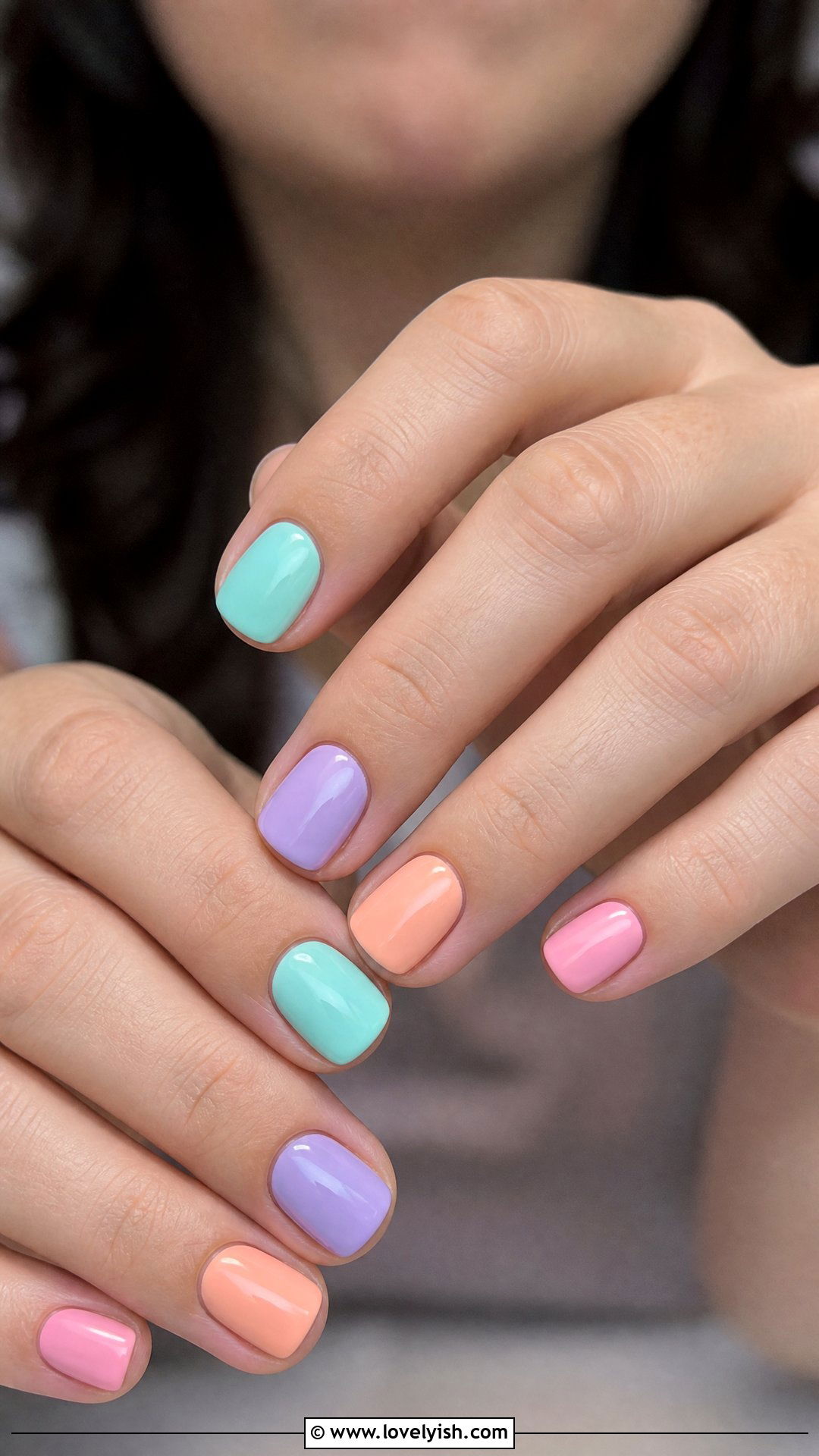 Pastel Color Block Nails - 25 preppy nail designs - 25 preppy nail designs