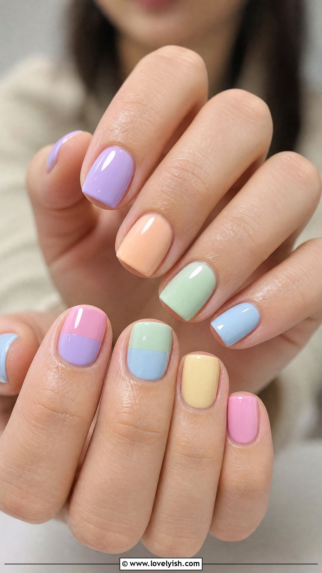 Pastel Color Block Nails - 50 spring nails - 50 spring nails