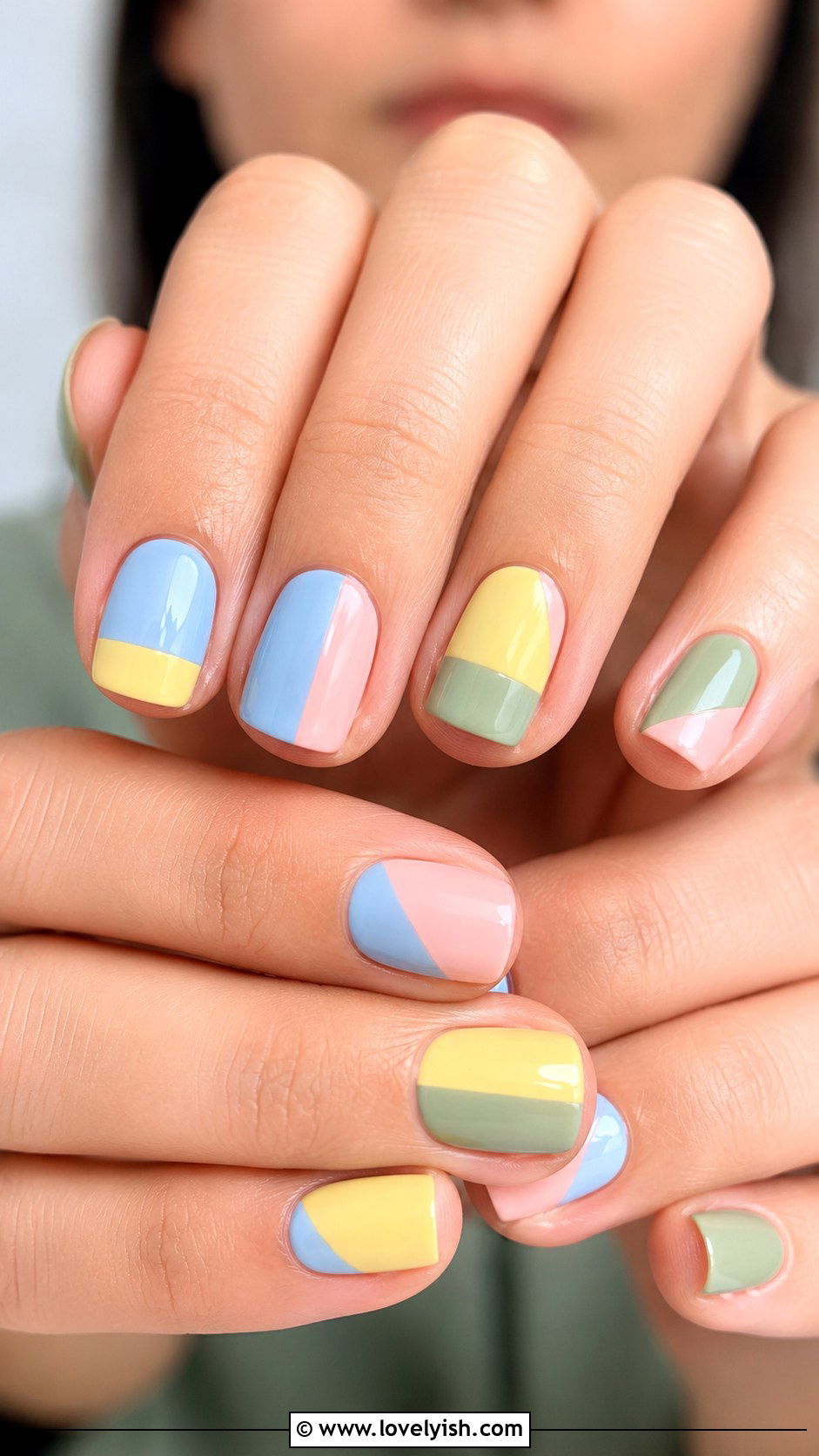 Pastel Color Block Nails - 25 geometric nail designs - 25 geometric nail designs
