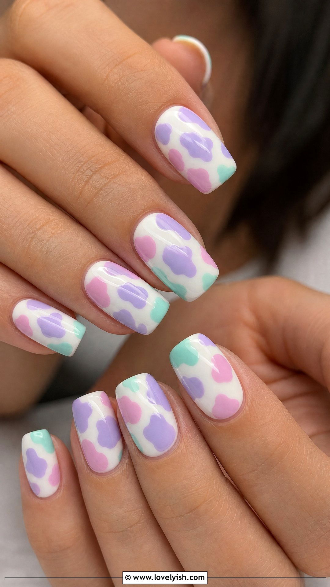 Pastel Cow Print Nails - 50 cute summer nail designs - 50 cute summer nail designs