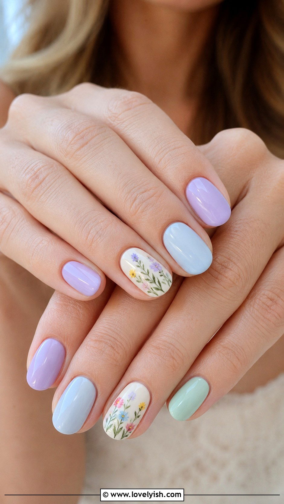 Pastel Cowgirl Nails with Wildflower Accents - 50 western nail designs - 50 western nail designs
