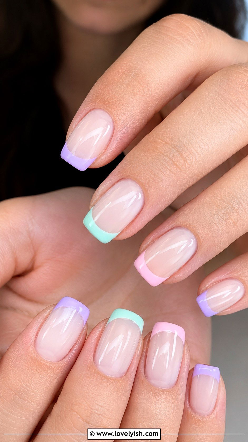Pastel French Tip Easter Nails - 38 easter nail art ideas - 38 easter nail art ideas